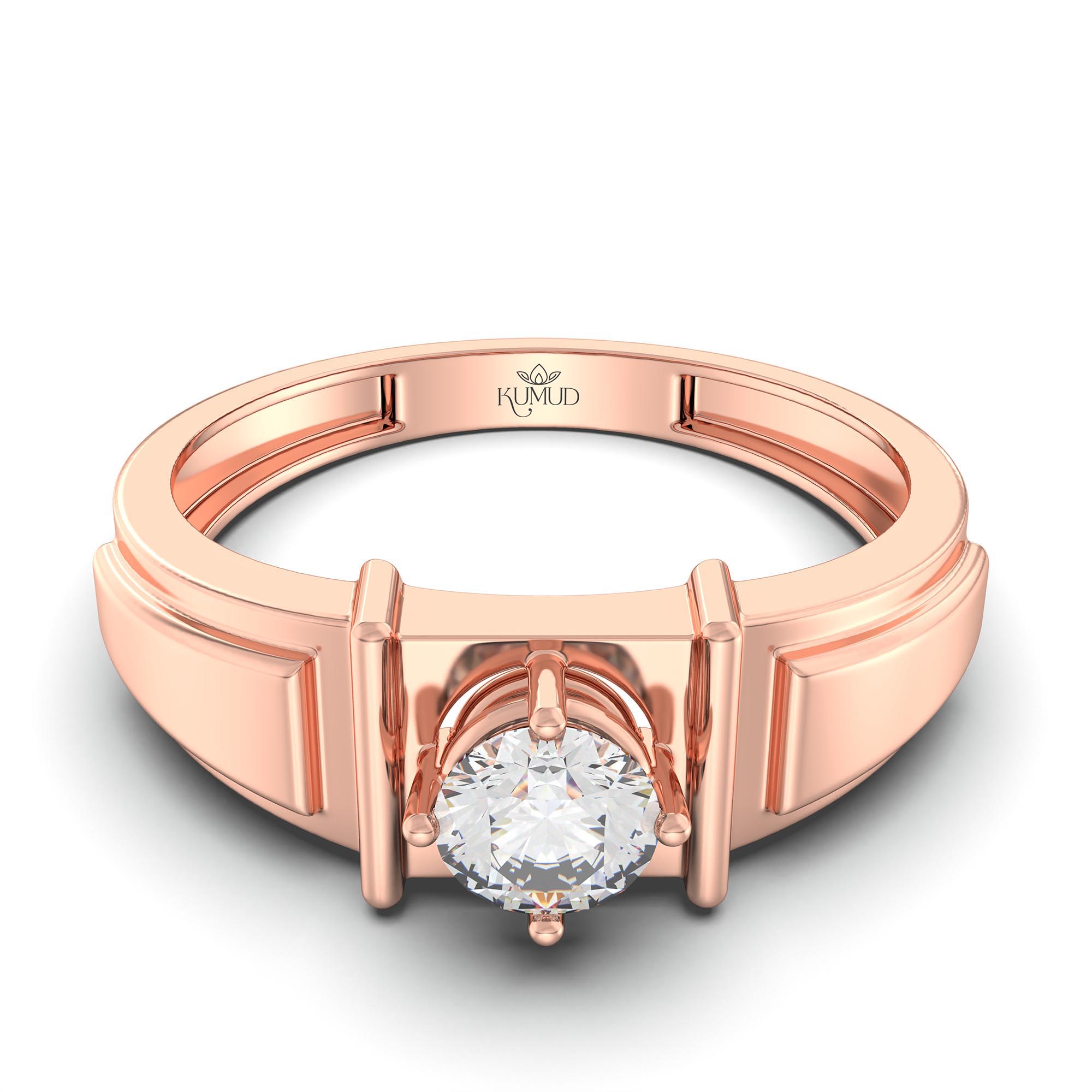 Lab-Grown Diamond Solitaire Ring for Men in 18K Rose Gold – 0.5 Ct Round, 6 g (Design K8-34-APGAA) thumbnail