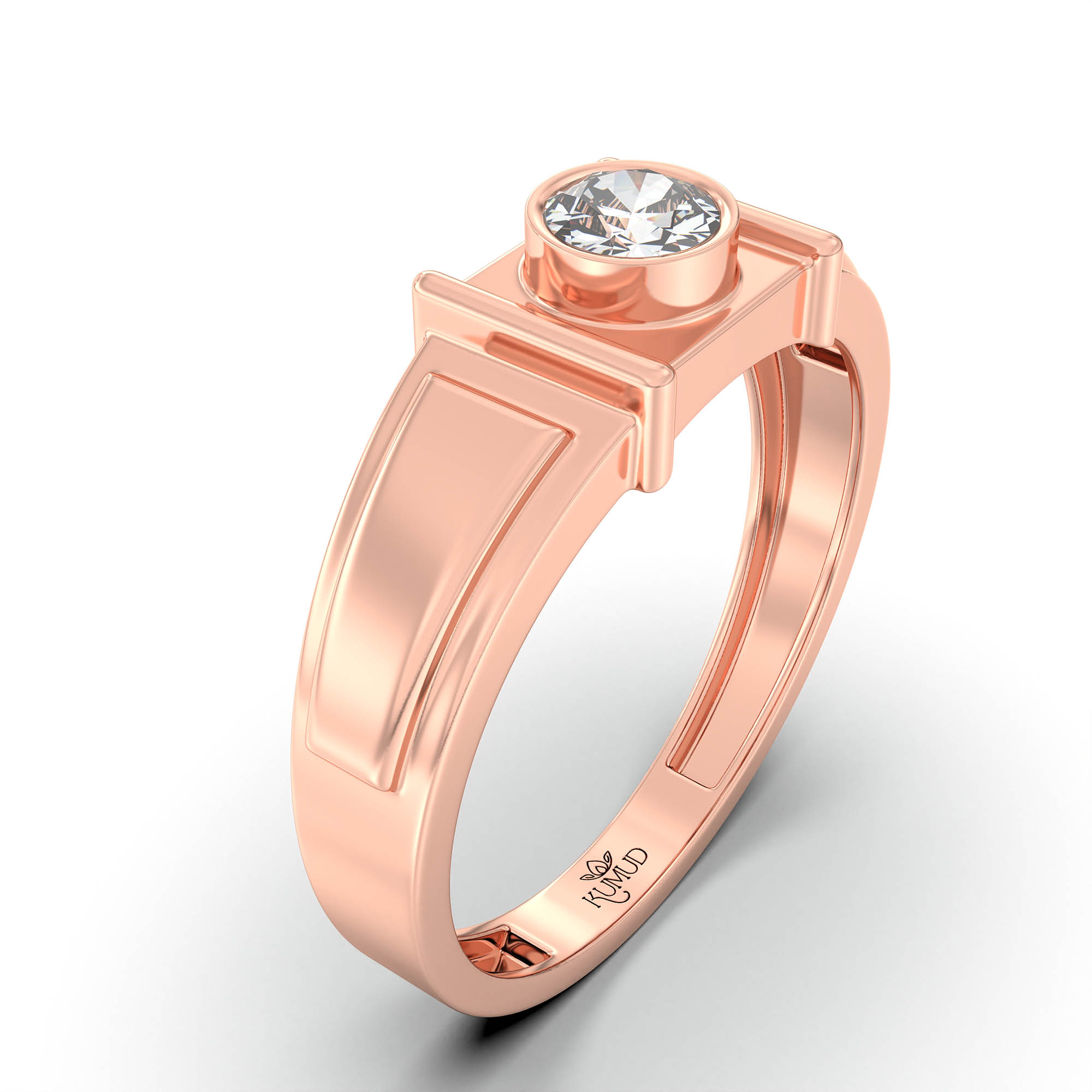 Lab-Grown Diamond Solitaire Ring for Men in 18K Rose Gold – 0.5 Ct Round, 6 g (Design K8-34-BBZAA) thumbnail