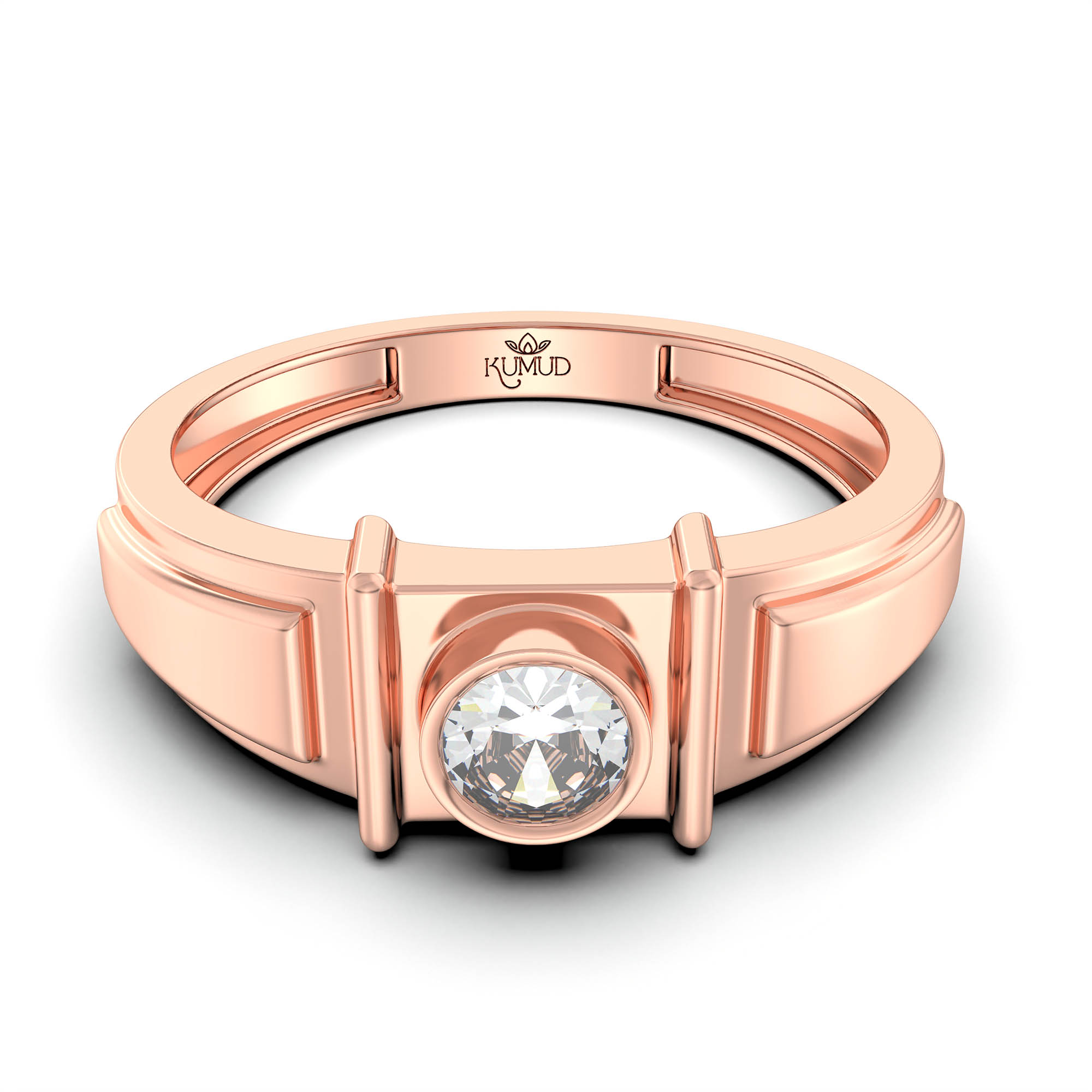 Lab-Grown Diamond Solitaire Ring for Men in 18K Rose Gold – 0.5 Ct Round, 6 g (Design K8-34-BBZAA) thumbnail