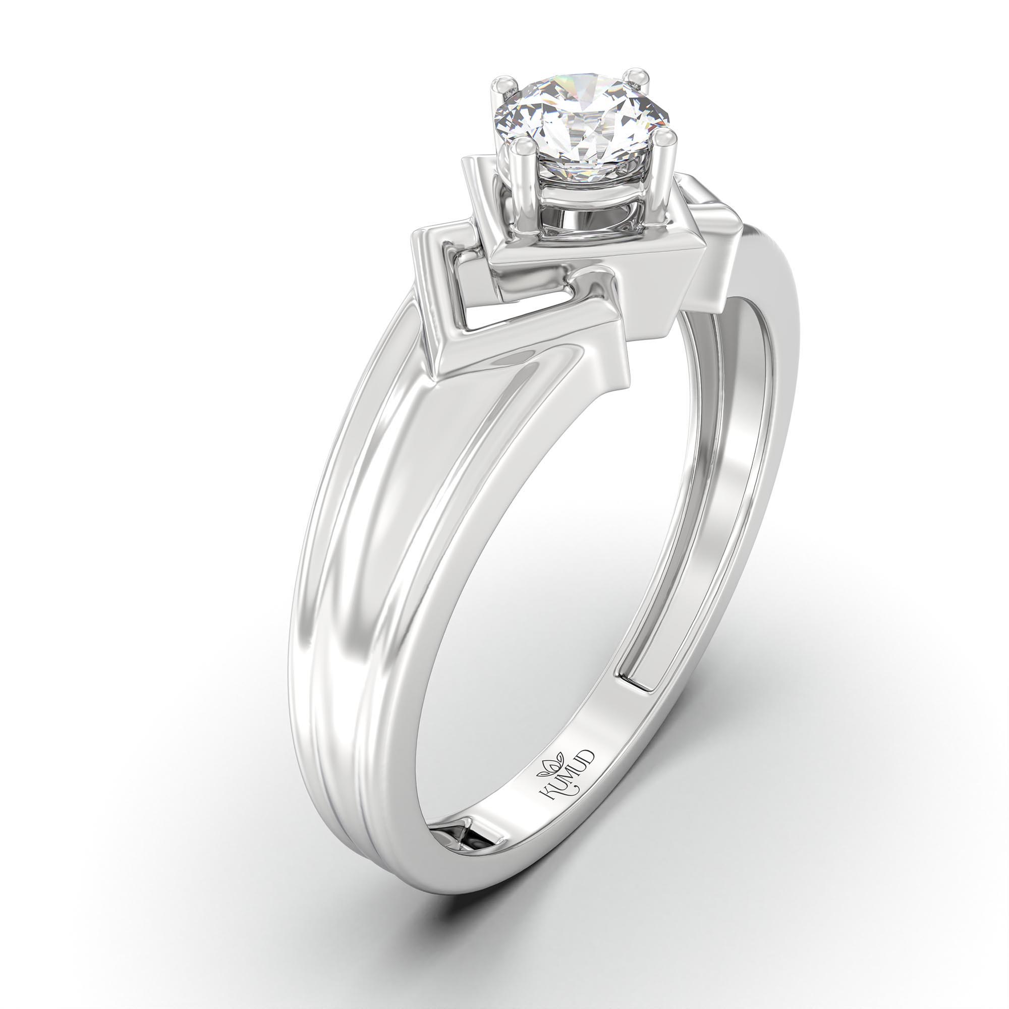 Lab-Grown Diamond Solitaire Ring for Men in 18K White Gold – 0.5 Ct Round, 6 g (Design K8-35-APGAA) thumbnail