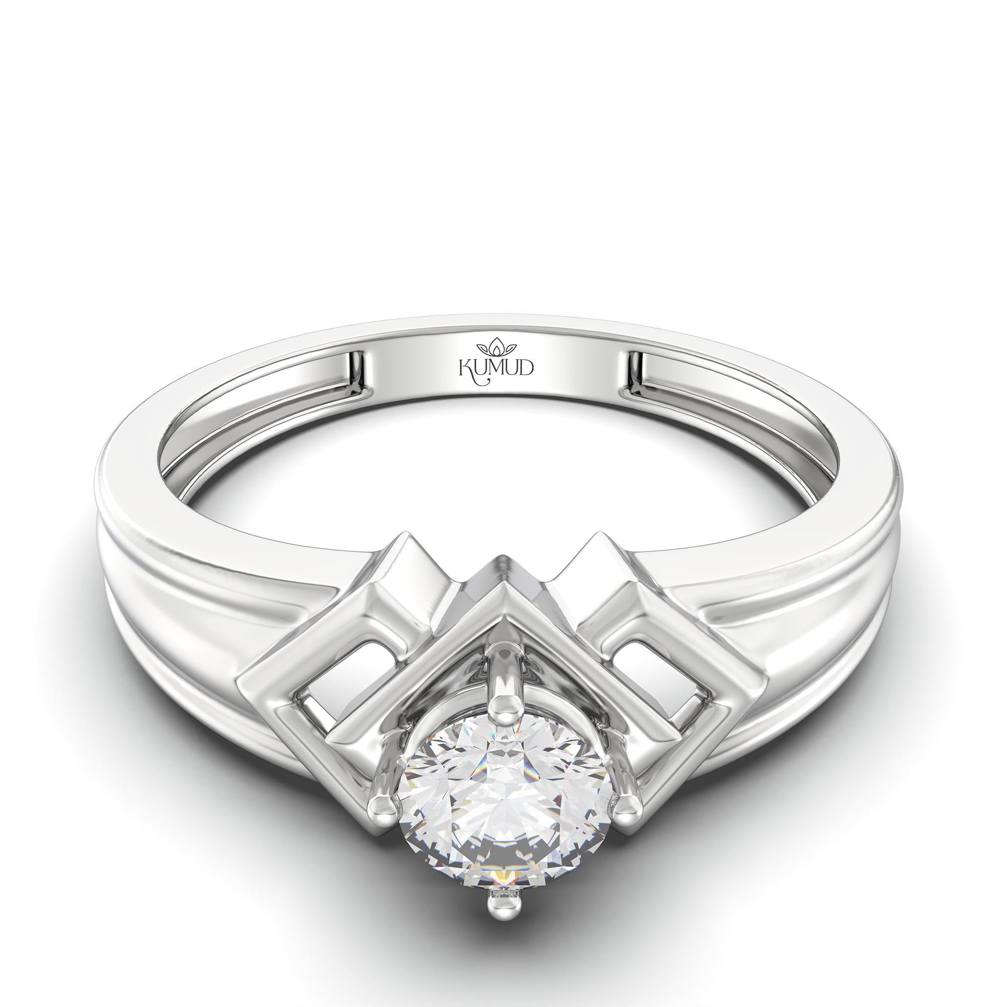 Lab-Grown Diamond Solitaire Ring for Men in 18K White Gold – 0.5 Ct Round, 6 g (Design K8-35-APGAA) thumbnail