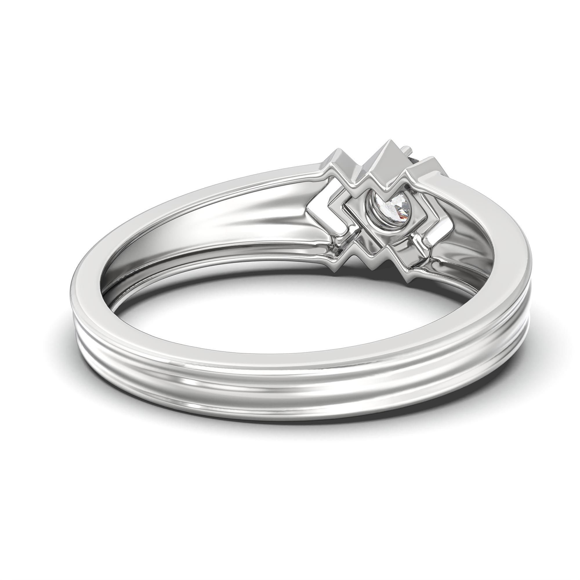 Lab-Grown Diamond Solitaire Ring for Men in 18K White Gold – 0.5 Ct Round, 6 g (Design K8-35-APGAA) thumbnail