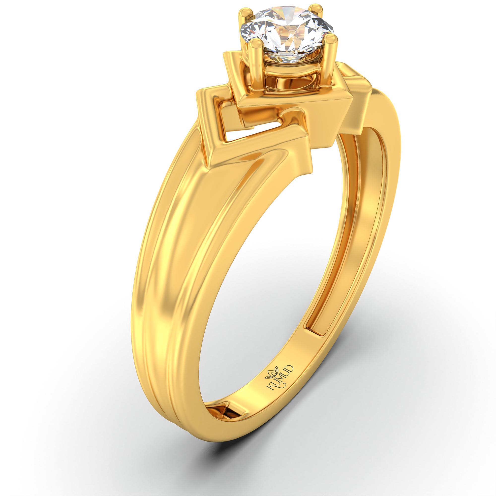 Lab-Grown Diamond Solitaire Ring for Men in 22K Yellow Gold – 0.5 Ct Round, 6 g (Design K8-35-APGAA) thumbnail