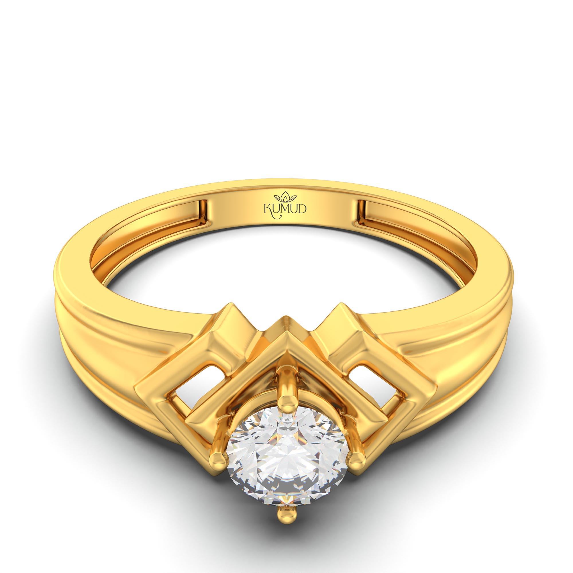 Lab-Grown Diamond Solitaire Ring for Men in 22K Yellow Gold – 0.5 Ct Round, 6 g (Design K8-35-APGAA) thumbnail