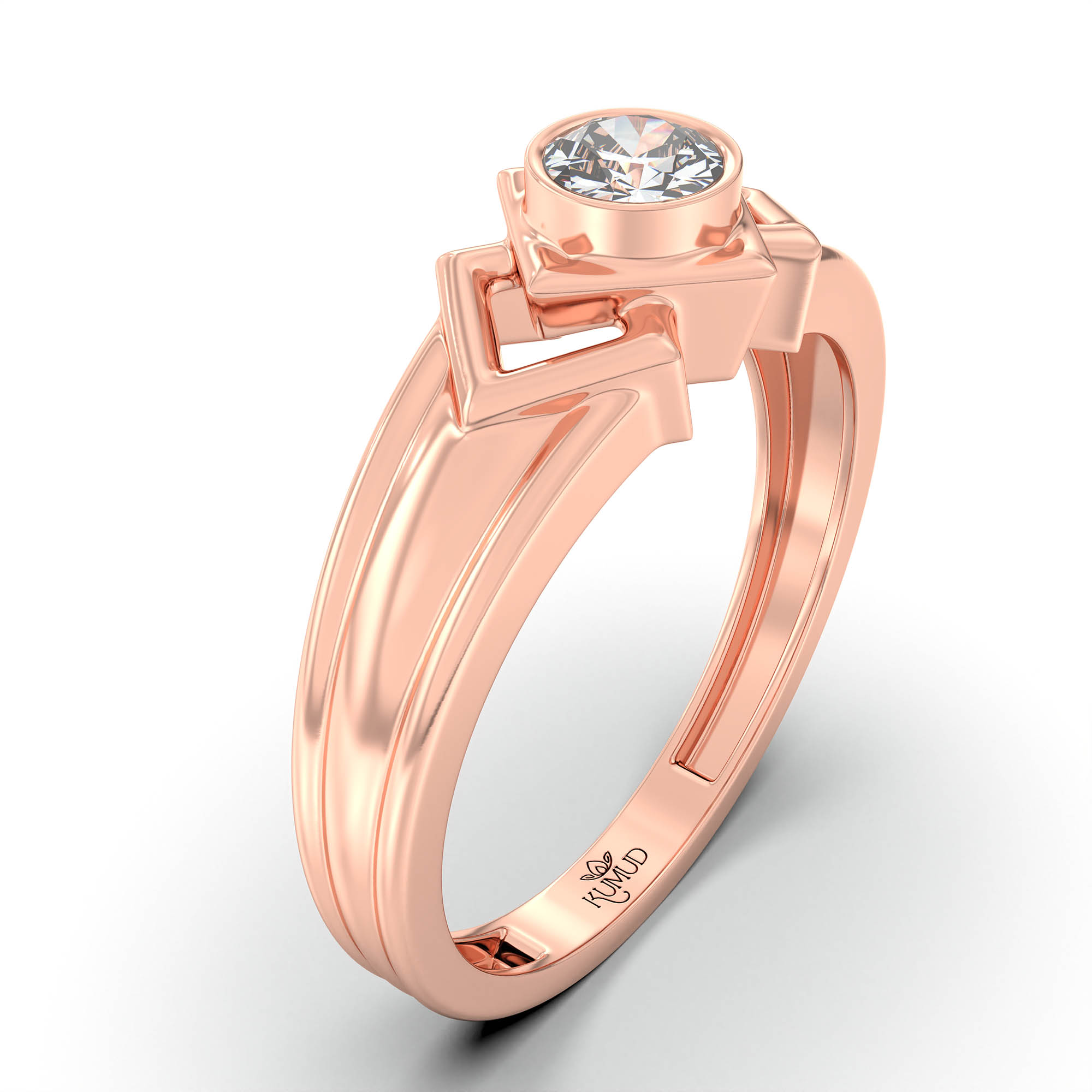 Lab-Grown Diamond Solitaire Ring for Men in 18K Rose Gold – 0.5 Ct Round, 6 g (Design K8-35-BBZAA) thumbnail