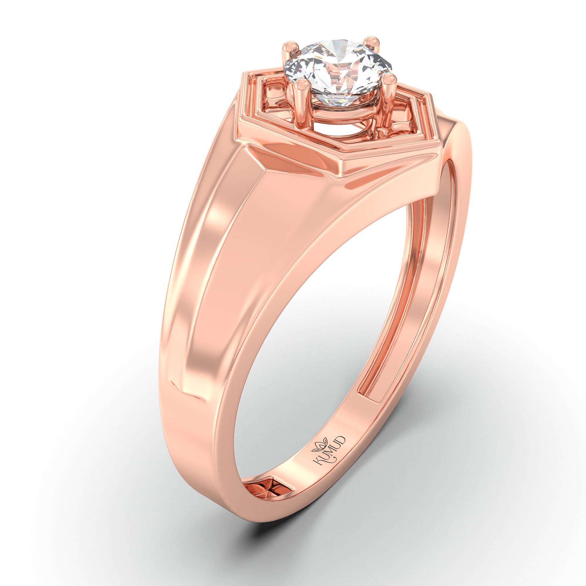 Lab-Grown Diamond Solitaire Ring for Men in 18K Rose Gold – 0.5 Ct Round, 6 g (Design K8-36-APGAA) thumbnail
