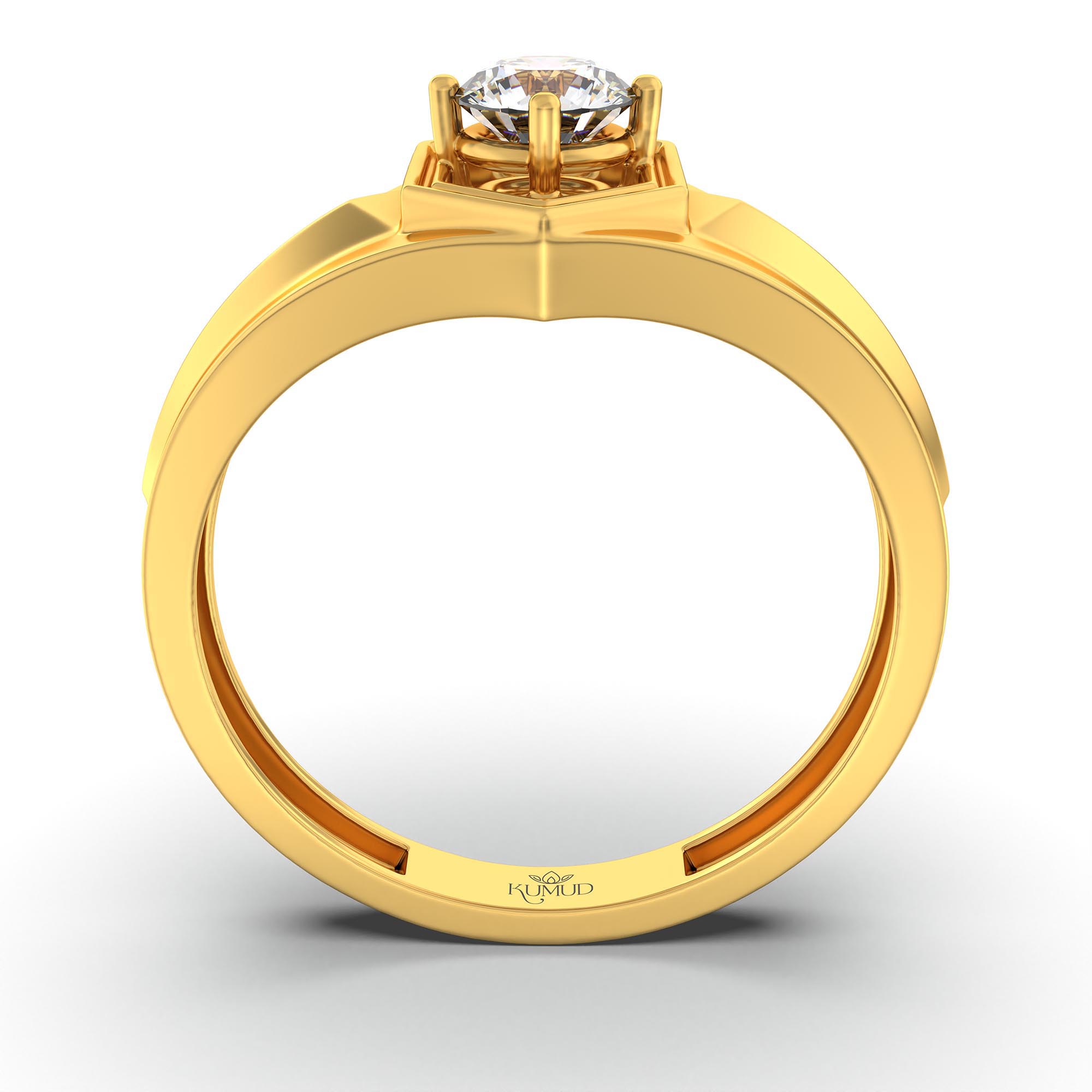 Lab-Grown Diamond Solitaire Ring for Men in 22K Yellow Gold – 0.5 Ct Round, 6 g (Design K8-36-APGAA) thumbnail