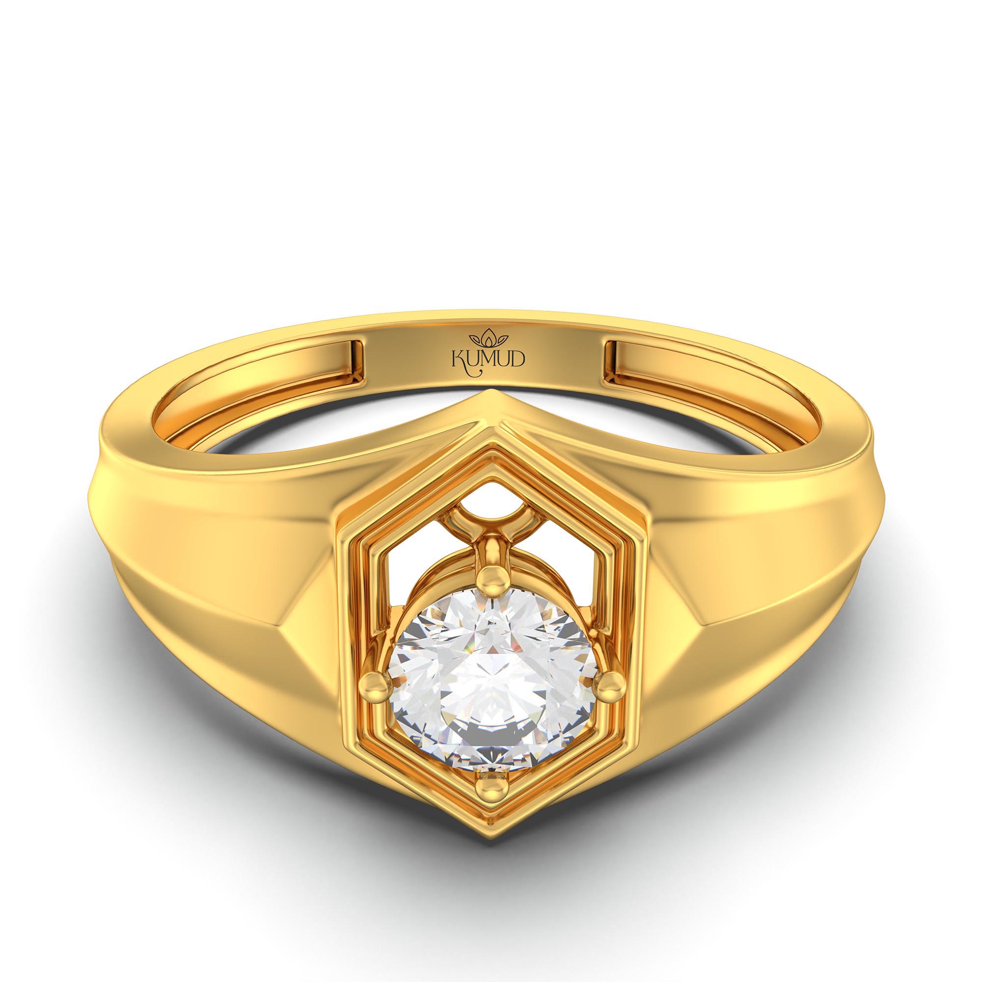 Lab-Grown Diamond Solitaire Ring for Men in 22K Yellow Gold – 0.5 Ct Round, 6 g (Design K8-36-APGAA) thumbnail