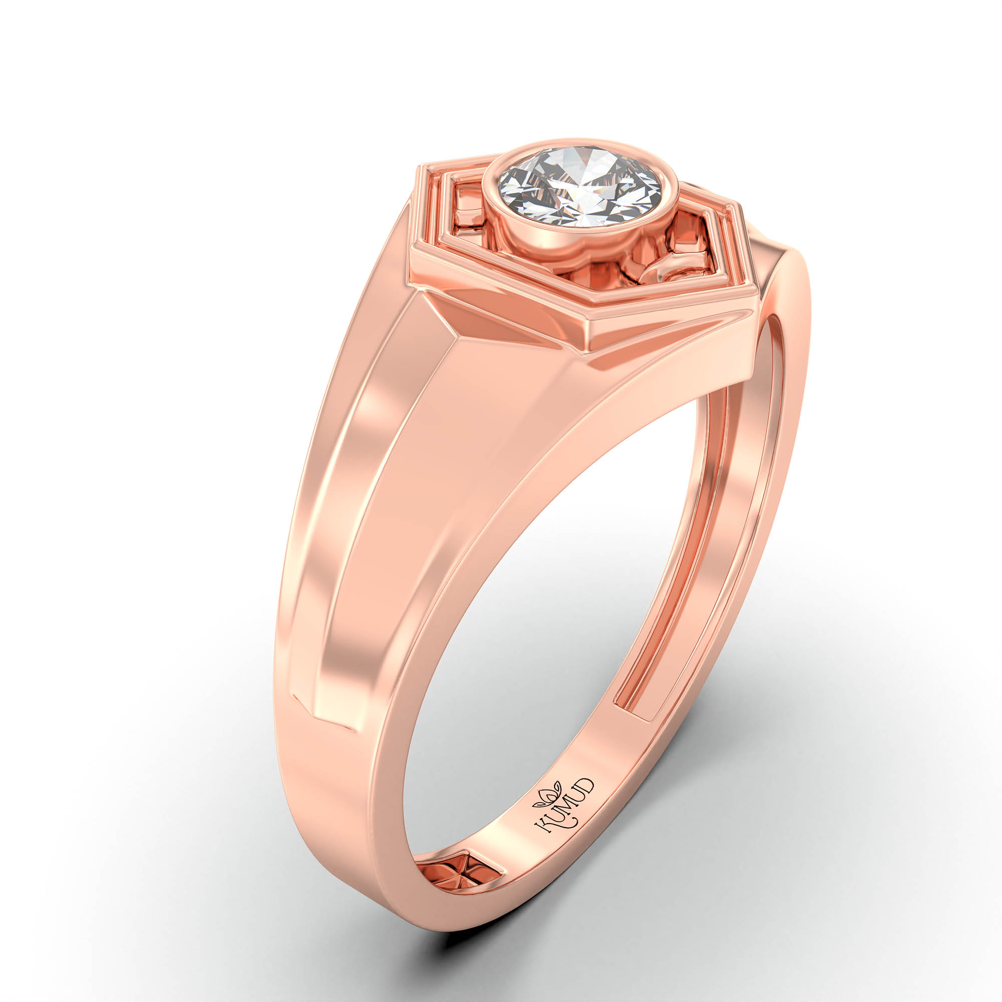 Lab-Grown Diamond Solitaire Ring for Men in 18K Rose Gold – 0.5 Ct Round, 6 g (Design K8-36-BBZAA) thumbnail