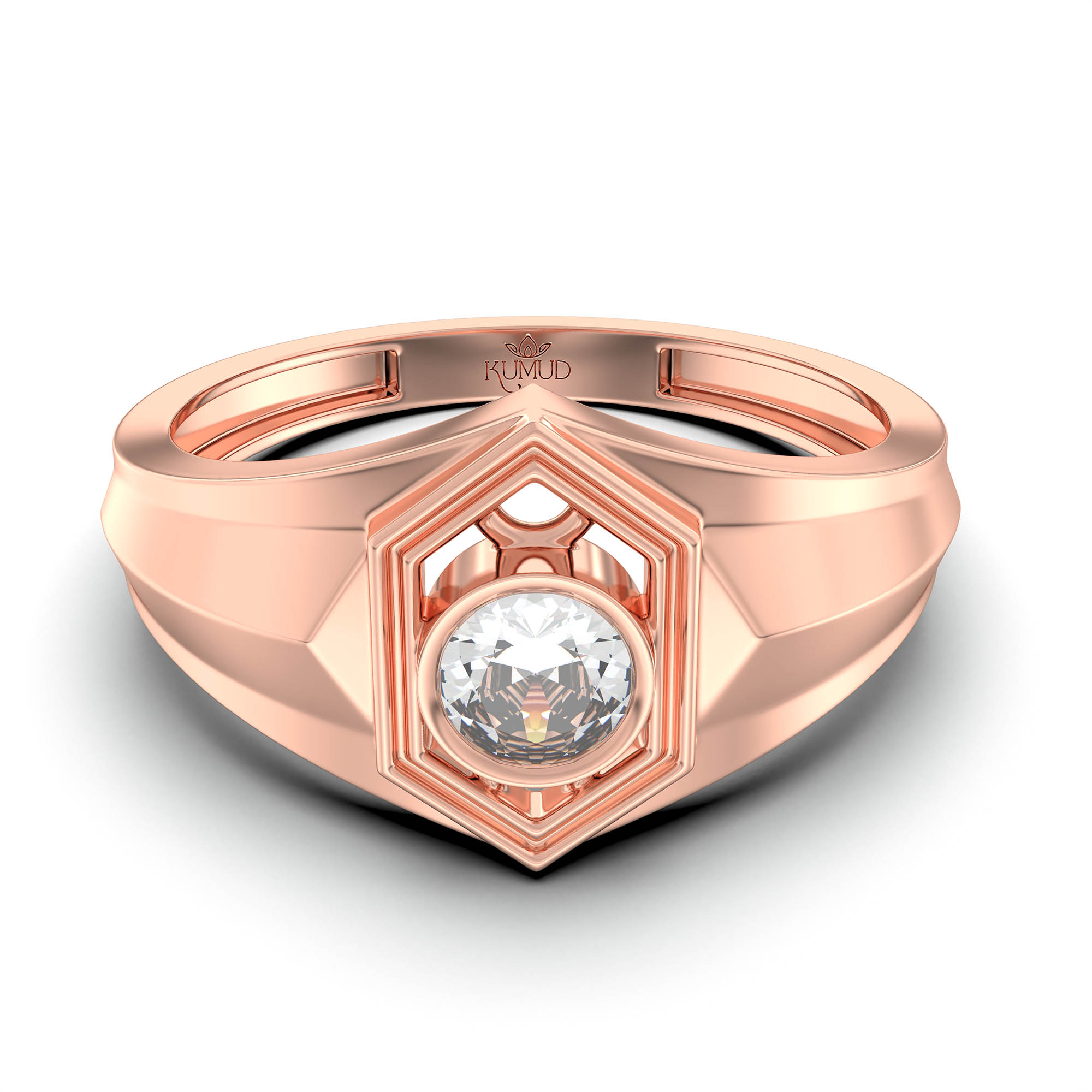 Lab-Grown Diamond Solitaire Ring for Men in 18K Rose Gold – 0.5 Ct Round, 6 g (Design K8-36-BBZAA) thumbnail