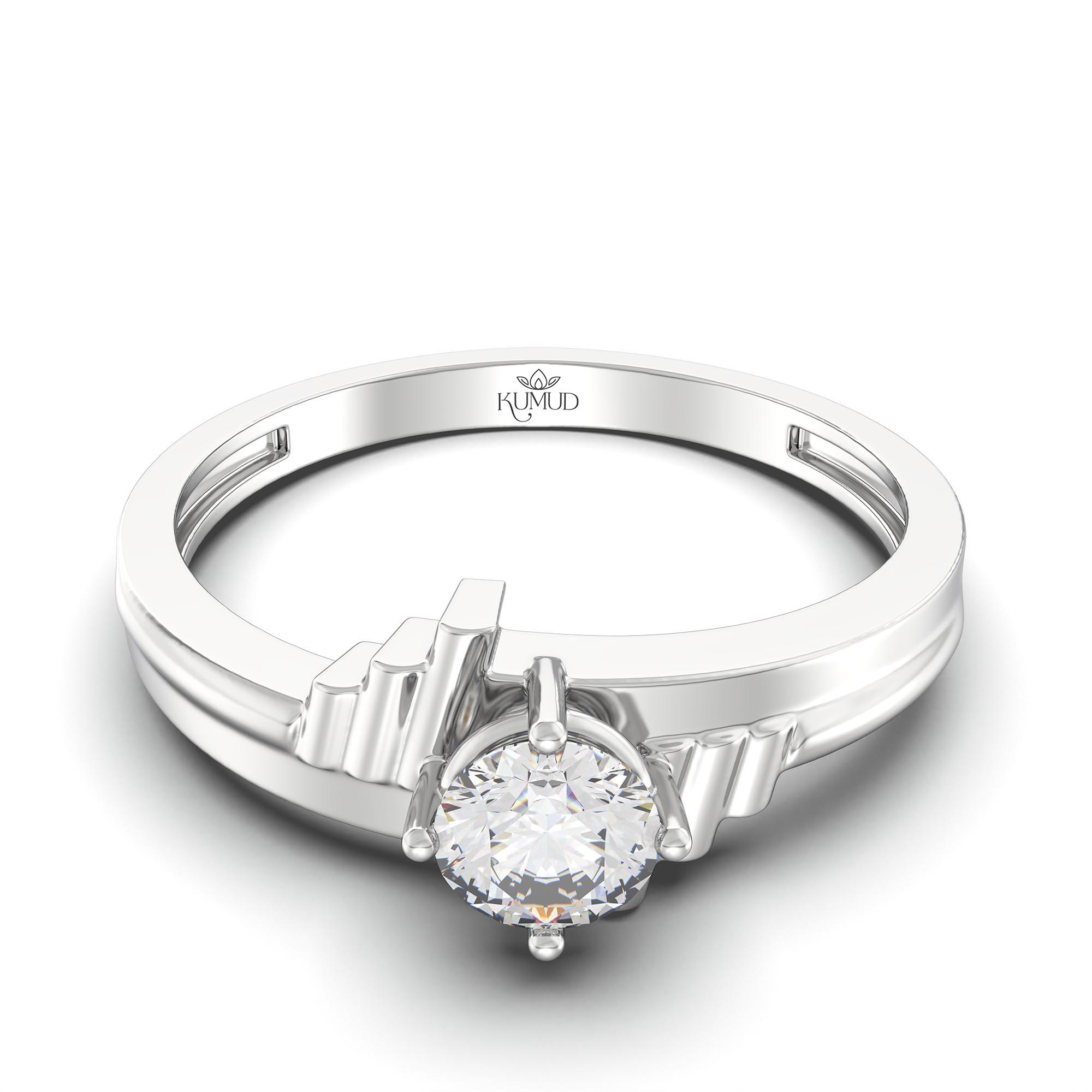 Lab-Grown Diamond Solitaire Ring for Men in 18K White Gold – 0.5 Ct Round, 6 g (Design K8-37-APGAA) thumbnail