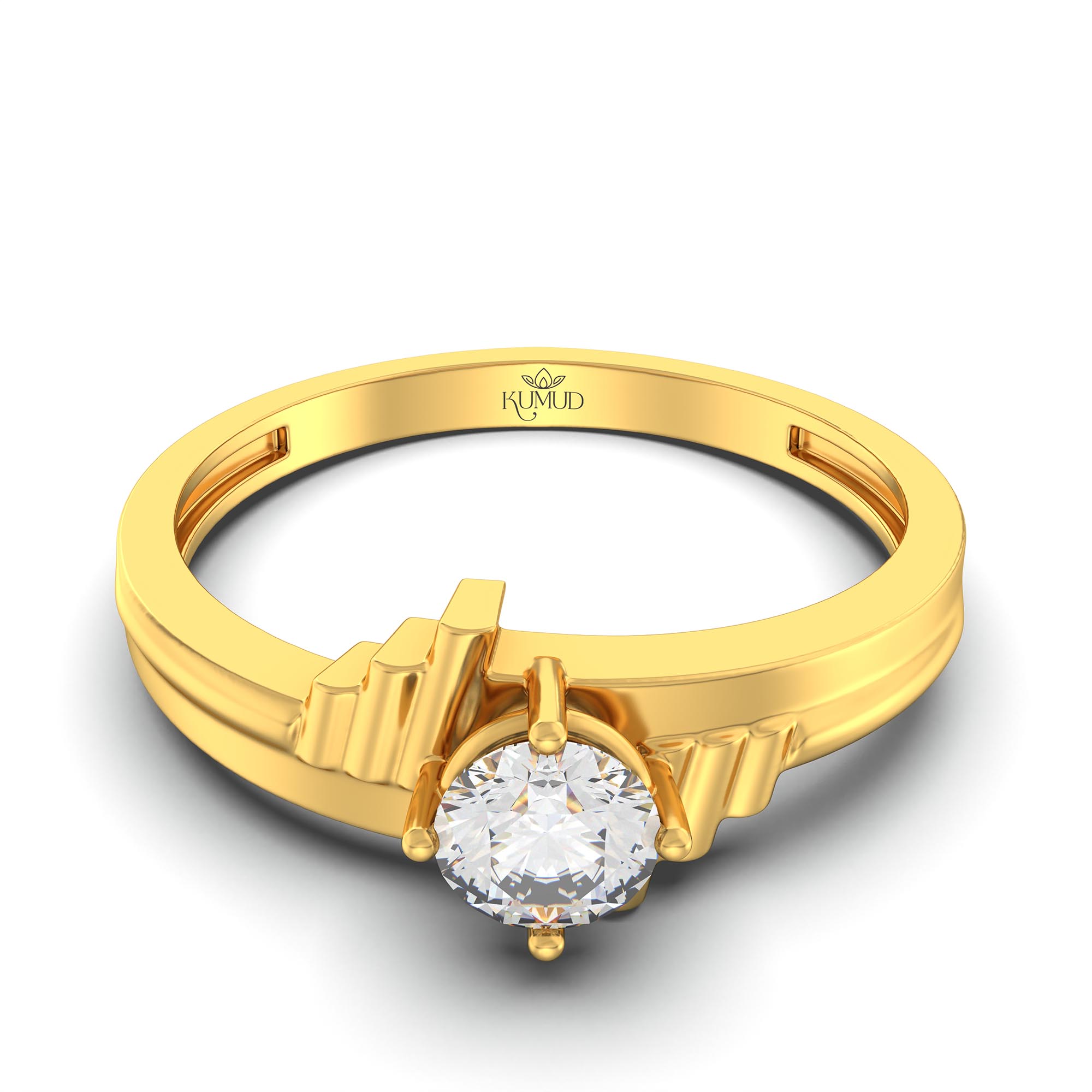 Lab-Grown Diamond Solitaire Ring for Men in 22K Yellow Gold – 0.5 Ct Round, 6 g (Design K8-37-APGAA) thumbnail