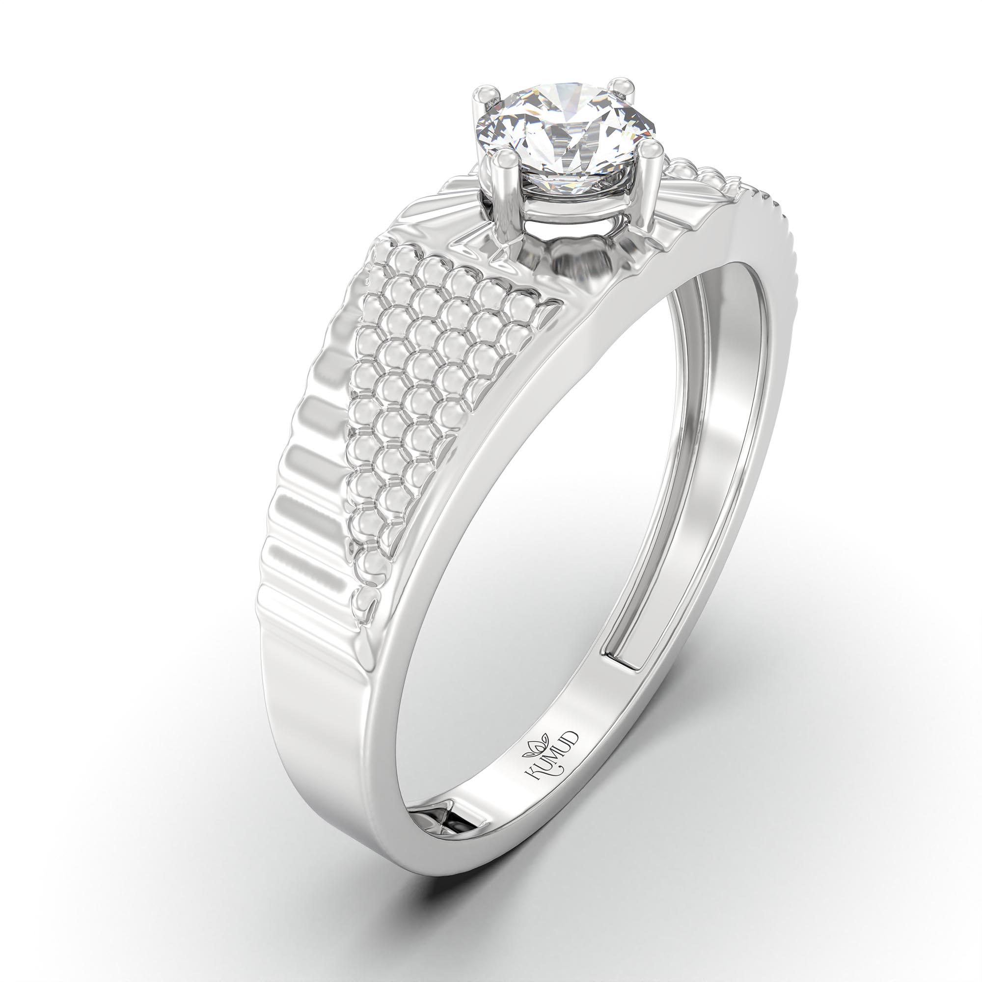 Lab-Grown Diamond Solitaire Ring for Men in 18K White Gold – 0.5 Ct Round, 6 g (Design K8-38-APGAA) thumbnail