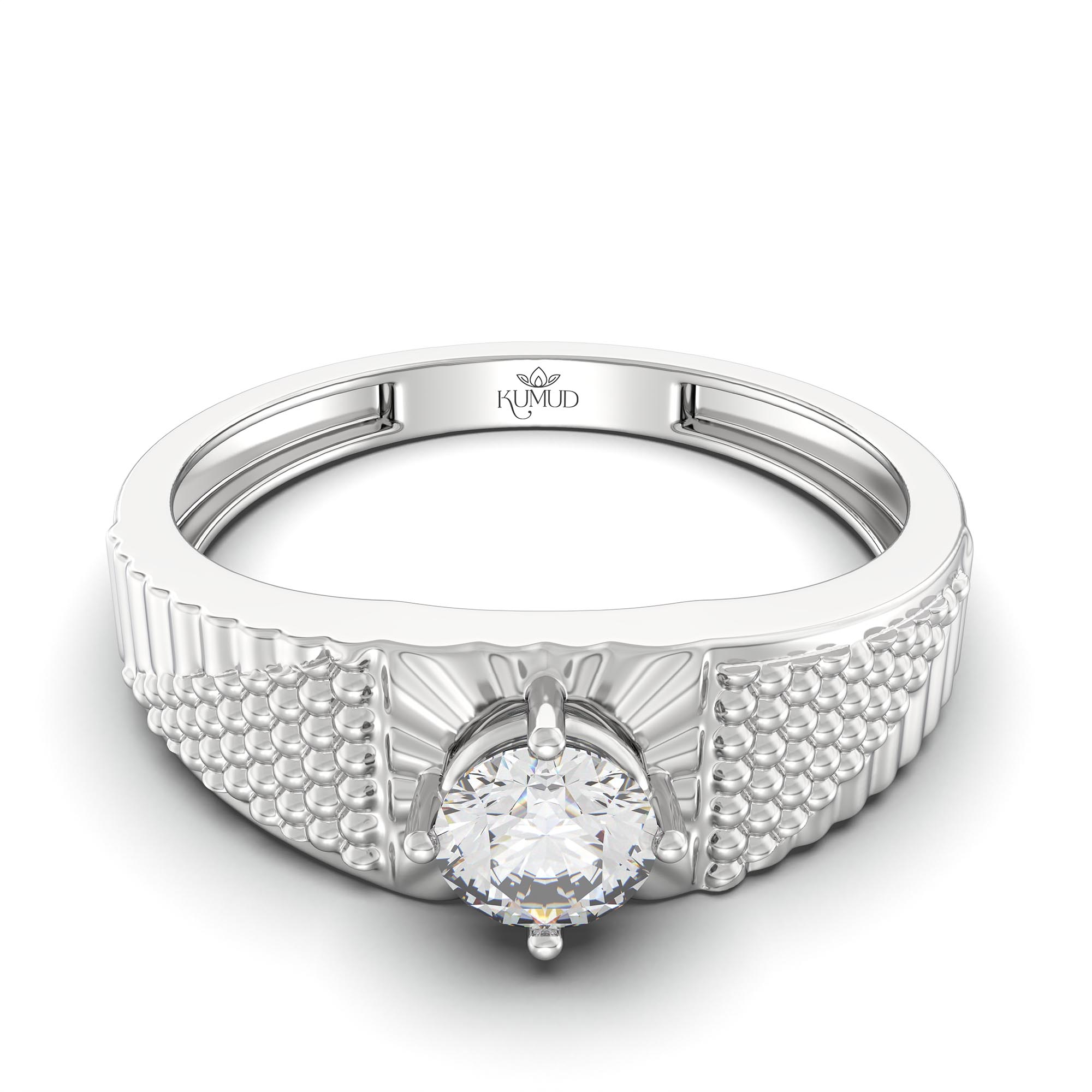 Lab-Grown Diamond Solitaire Ring for Men in 18K White Gold – 0.5 Ct Round, 6 g (Design K8-38-APGAA) thumbnail