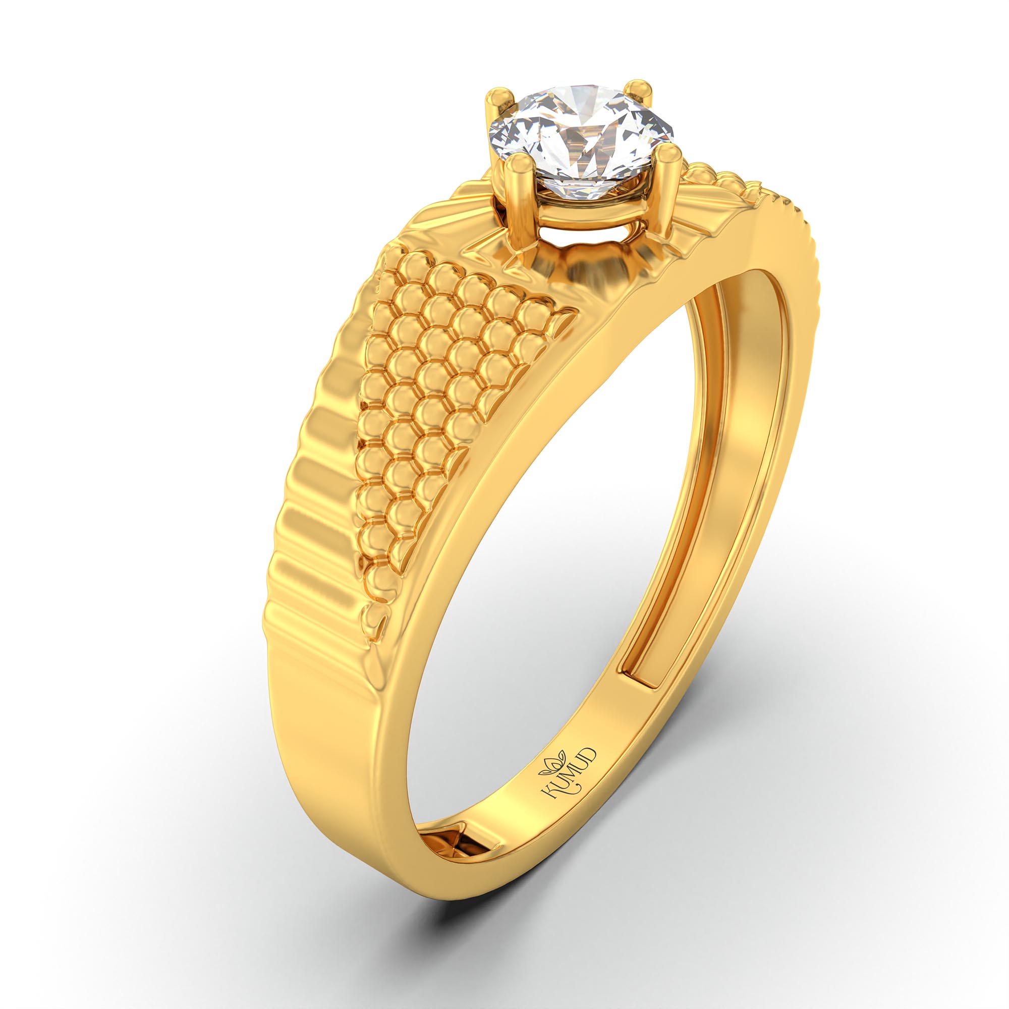 Lab-Grown Diamond Solitaire Ring for Men in 22K Yellow Gold – 0.5 Ct Round, 6 g (Design K8-38-APGAA) thumbnail