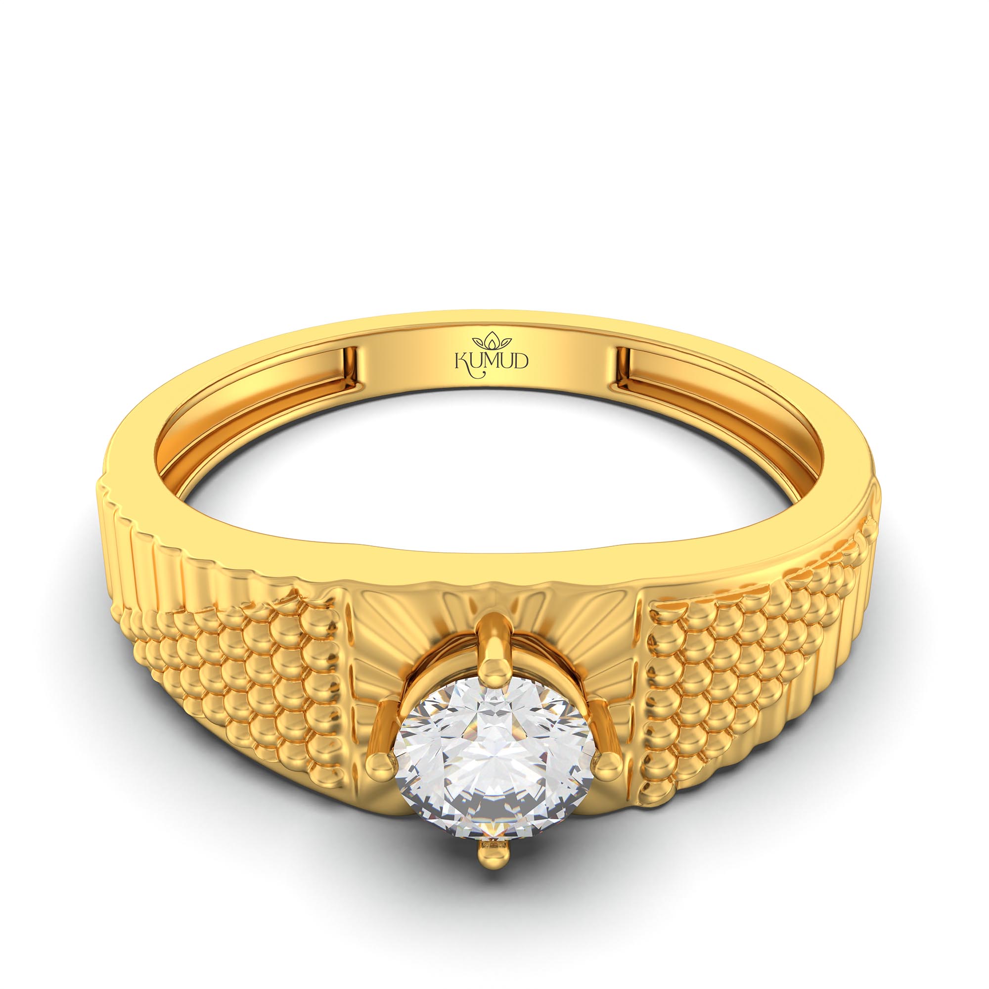Lab-Grown Diamond Solitaire Ring for Men in 22K Yellow Gold – 0.5 Ct Round, 6 g (Design K8-38-APGAA) thumbnail