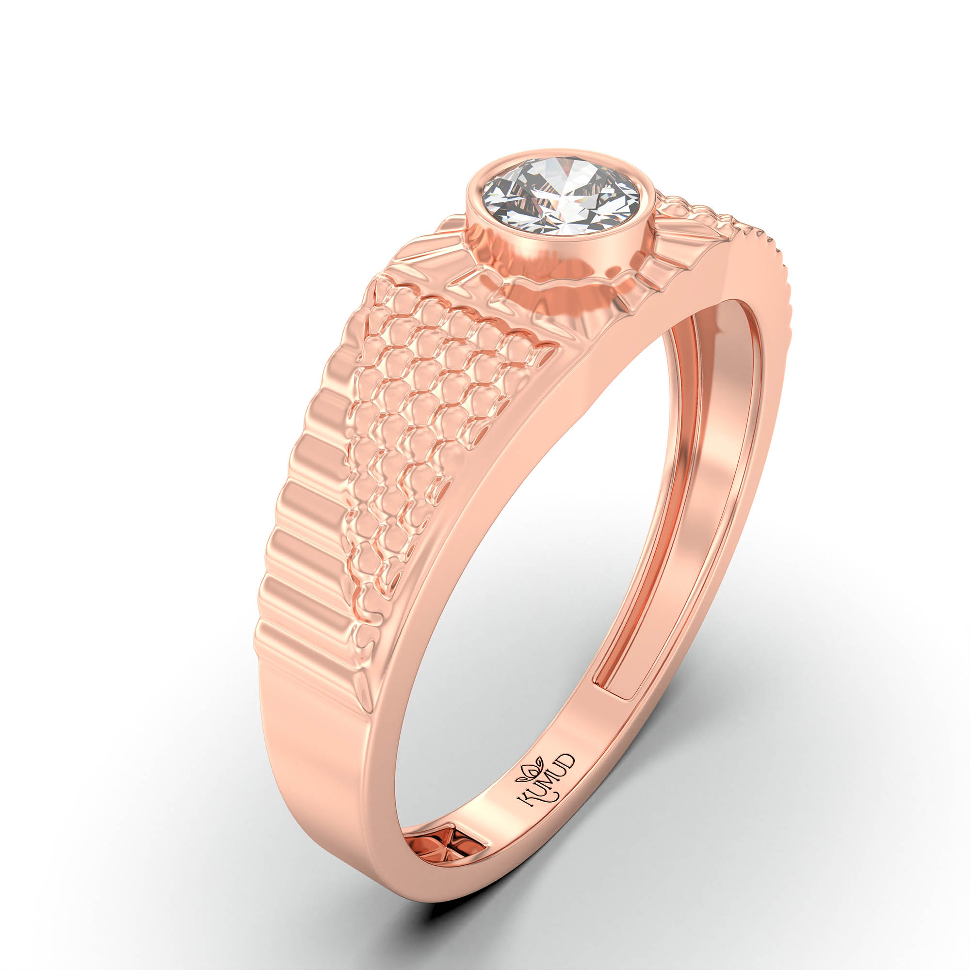 Lab-Grown Diamond Solitaire Ring for Men in 18K Rose Gold – 0.5 Ct Round, 6 g (Design K8-38-BBZAA) thumbnail