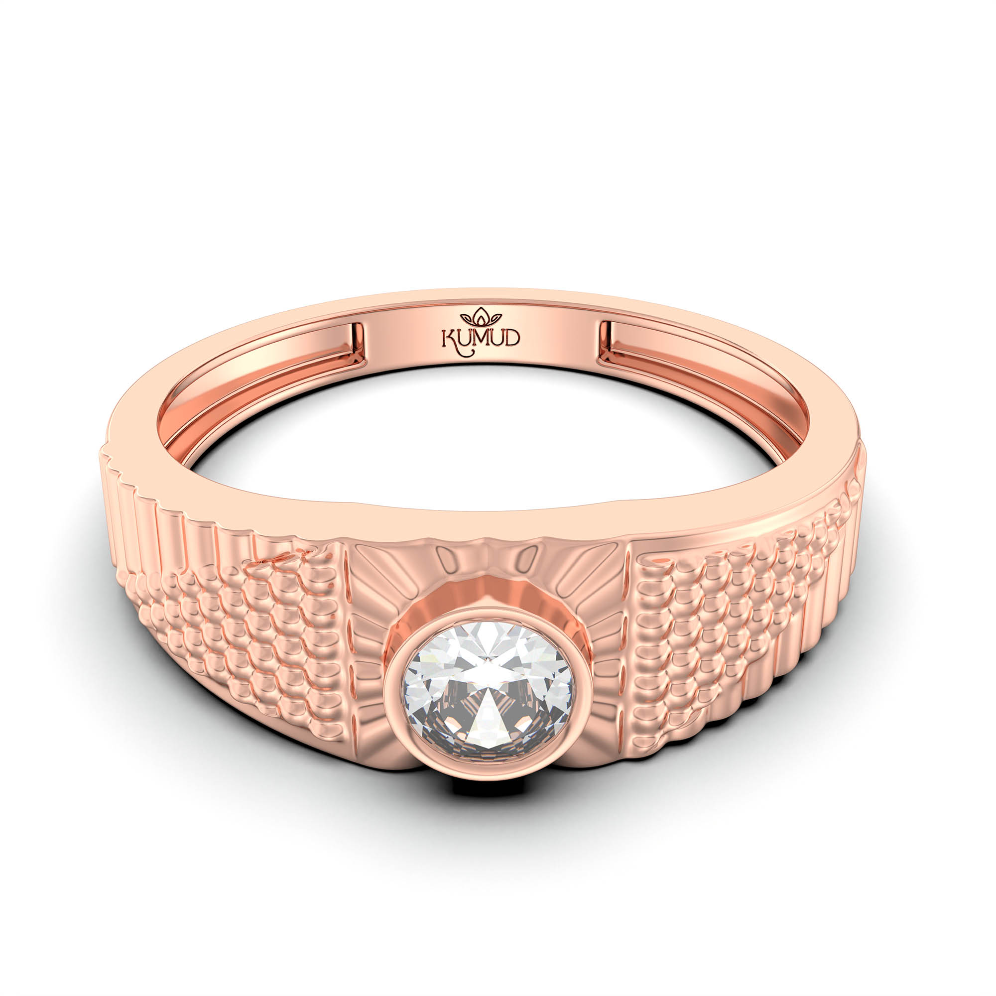 Lab-Grown Diamond Solitaire Ring for Men in 18K Rose Gold – 0.5 Ct Round, 6 g (Design K8-38-BBZAA) thumbnail