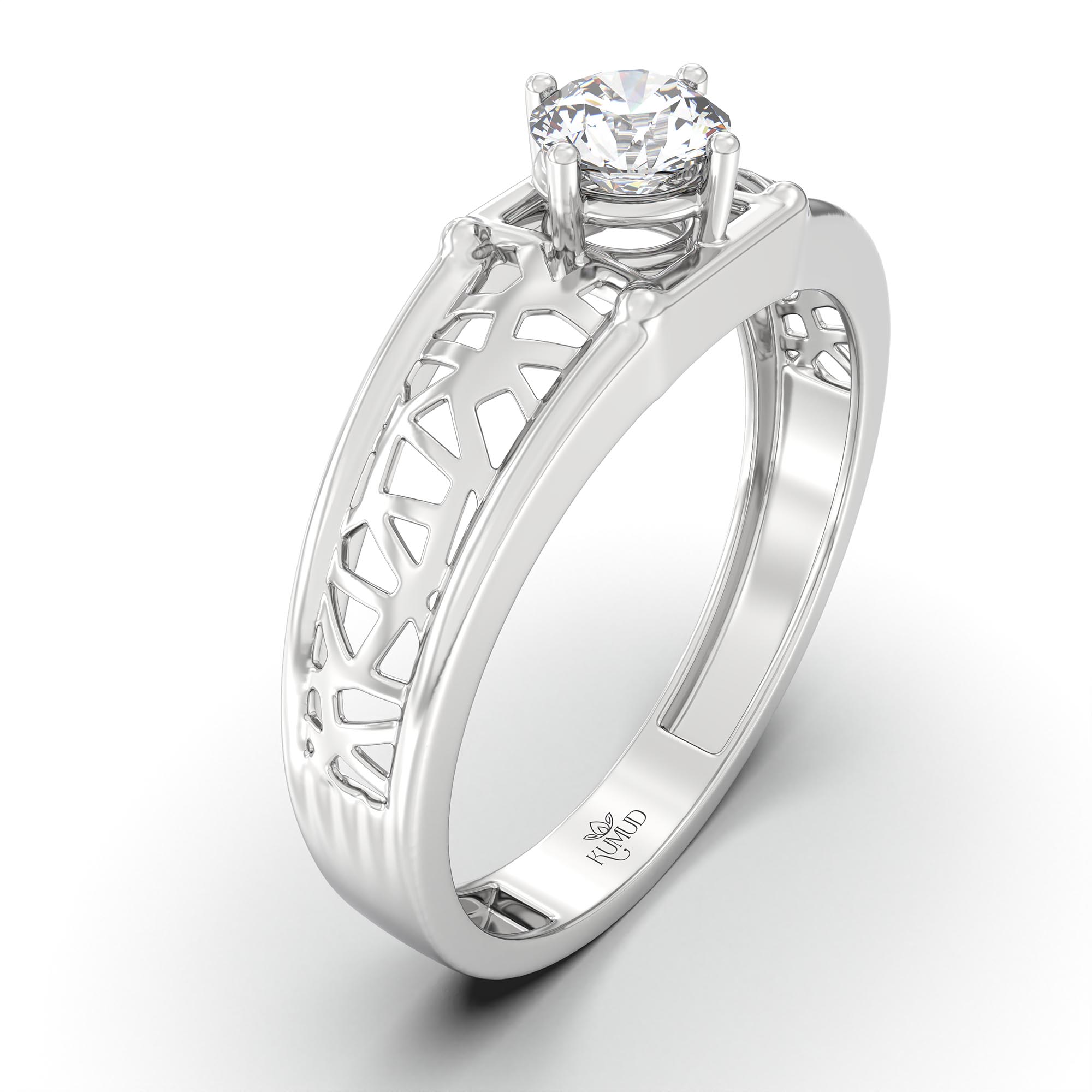 Lab-Grown Diamond Solitaire Ring for Men in 18K White Gold – 0.5 Ct Round, 6 g (Design K8-40-APGAA) thumbnail