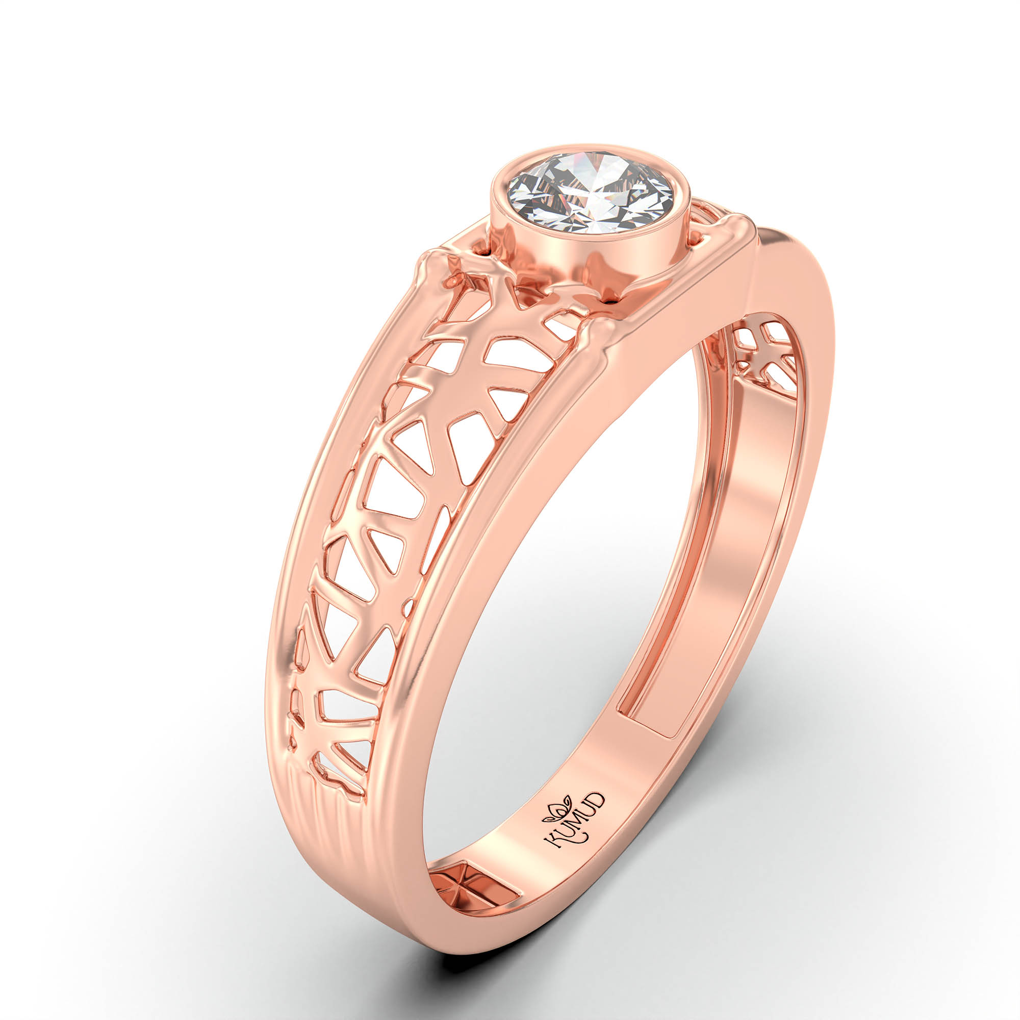 Lab-Grown Diamond Solitaire Ring for Men in 18K Rose Gold – 0.5 Ct Round, 6 g (Design K8-40-BBZAA) thumbnail
