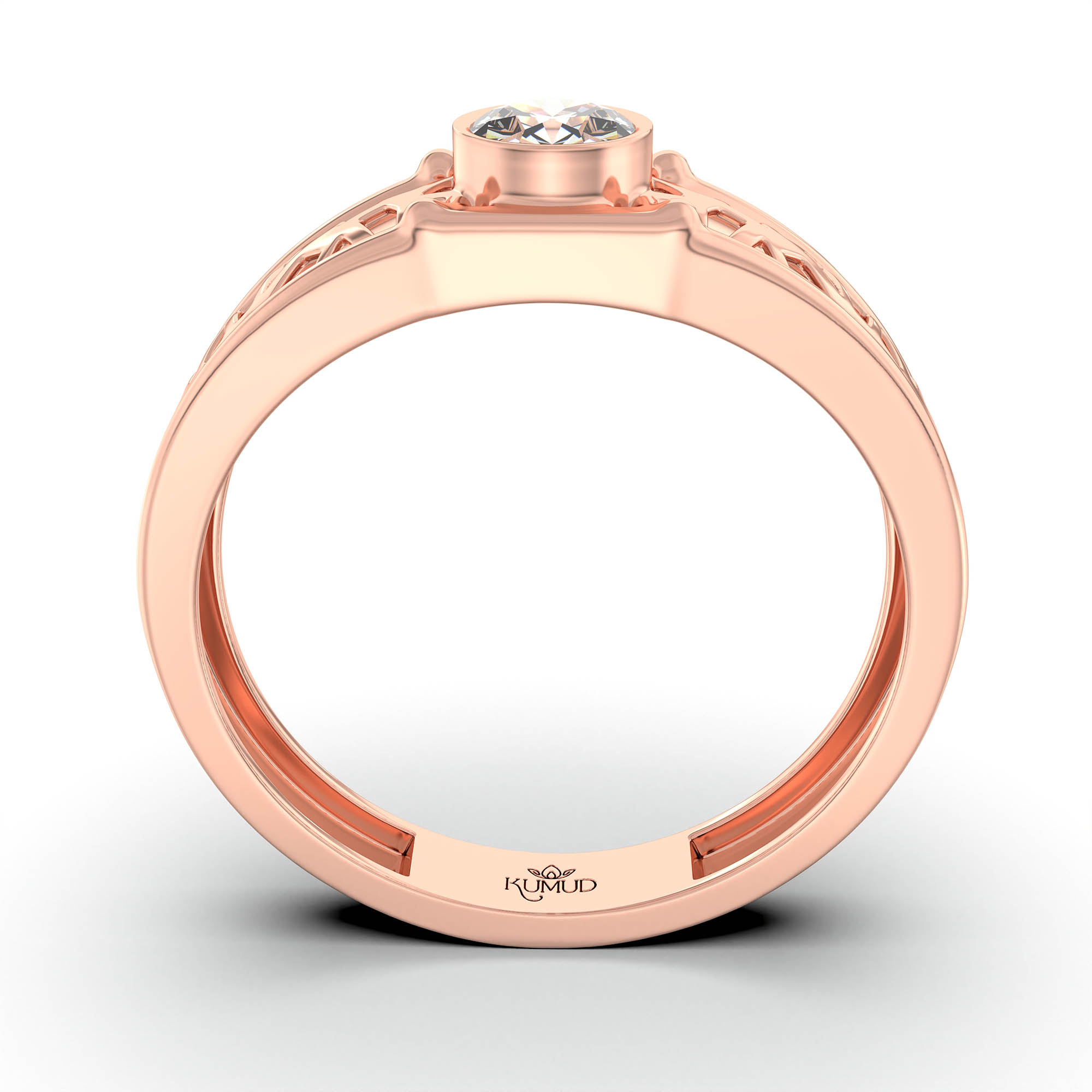 Lab-Grown Diamond Solitaire Ring for Men in 18K Rose Gold – 0.5 Ct Round, 6 g (Design K8-40-BBZAA) thumbnail