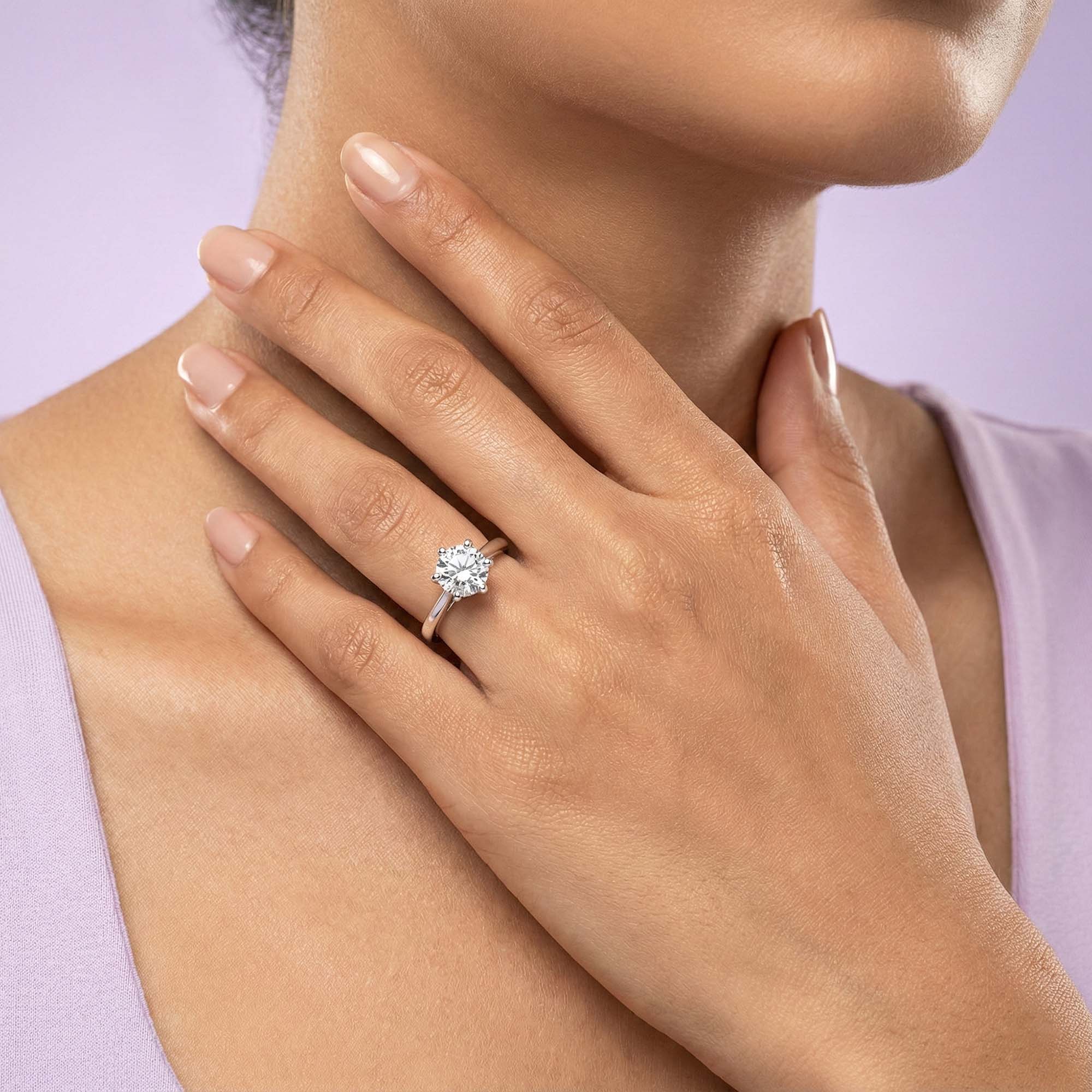 Lab-Grown Diamond Solitaire Ring for Women in 18K White Gold – 0.5 Ct Round, 5 g (Design K9-1-APGAA) thumbnail