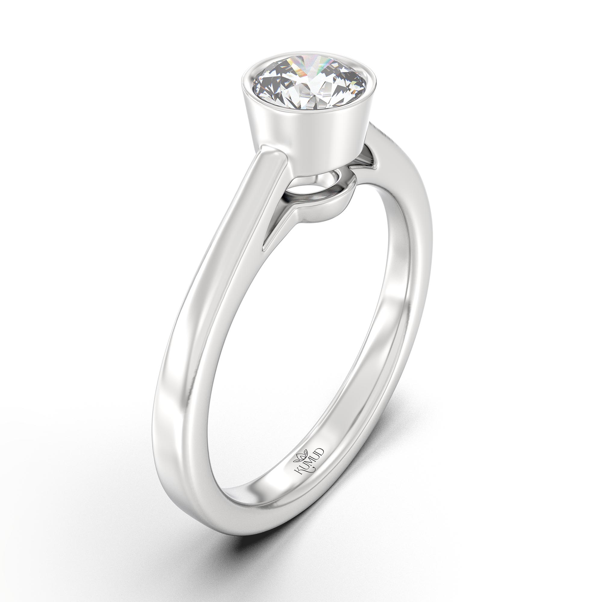 Lab-Grown Diamond Solitaire Ring for Women in 18K White Gold – 0.5 Ct Round, 5 g (Design K9-1-BBZAA) thumbnail