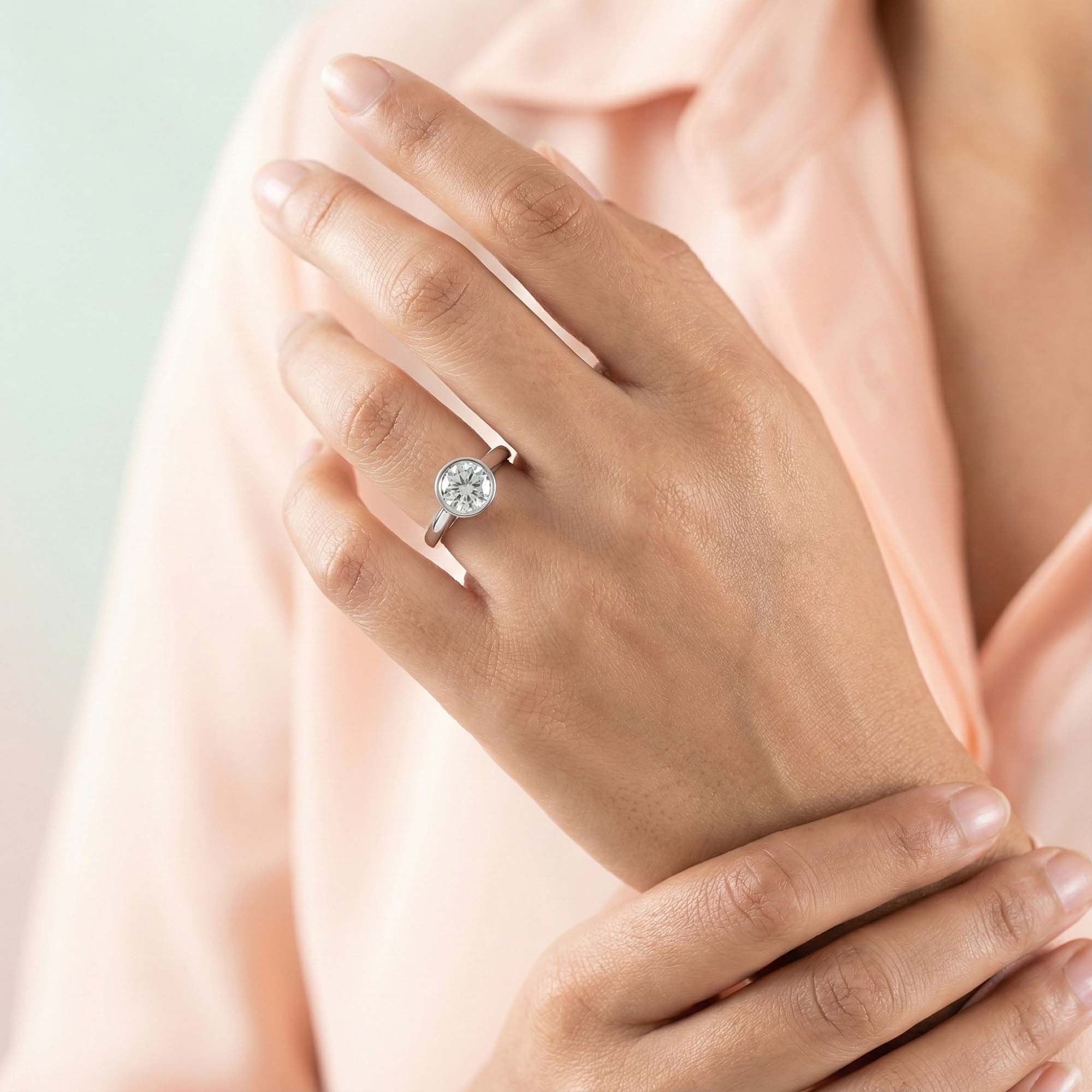 Lab-Grown Diamond Solitaire Ring for Women in 18K White Gold – 0.5 Ct Round, 5 g (Design K9-1-BBZAA) thumbnail