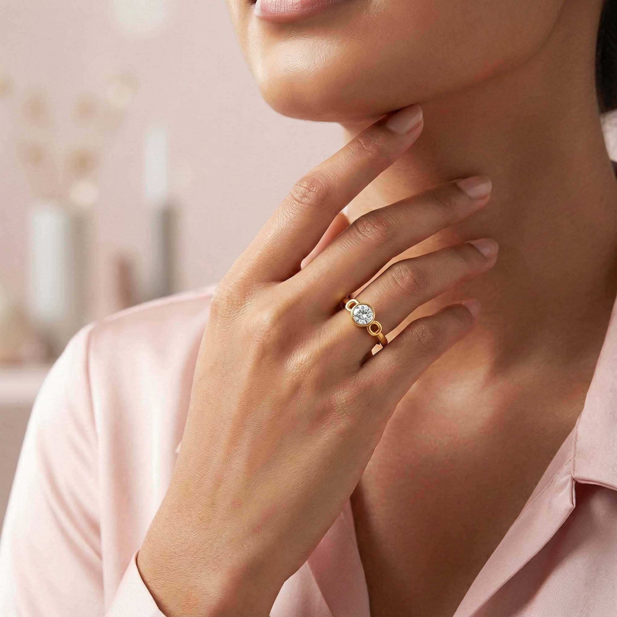 Lab-Grown Diamond Solitaire Ring for Women in 22K Yellow Gold – 0.5 Ct Round, 5 g (Design K9-2-BBZAA) thumbnail