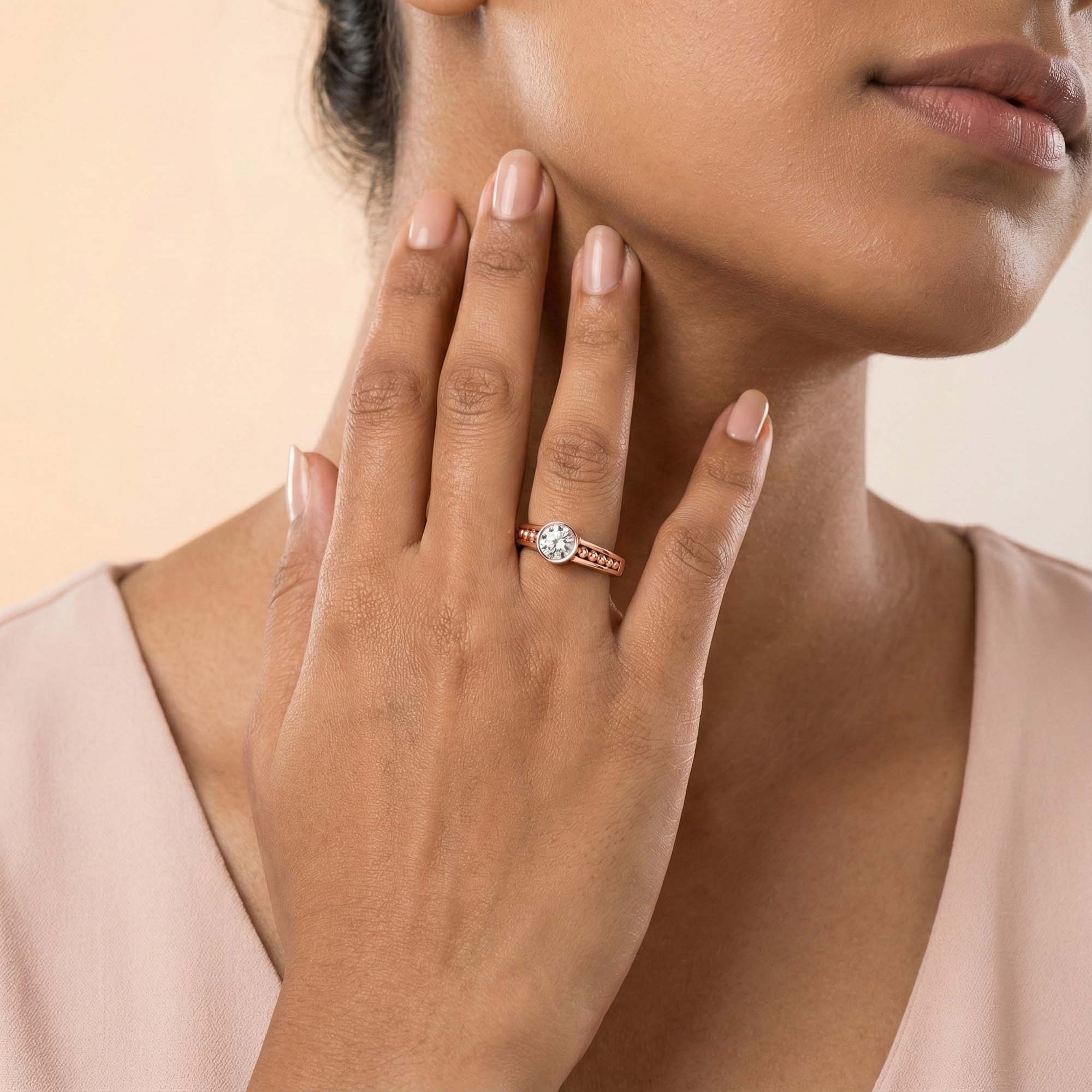 Lab-Grown Diamond Solitaire Ring for Women in 18K Rose Gold – 0.5 Ct Round, 5 g (Design K9-3-BBZAA) thumbnail