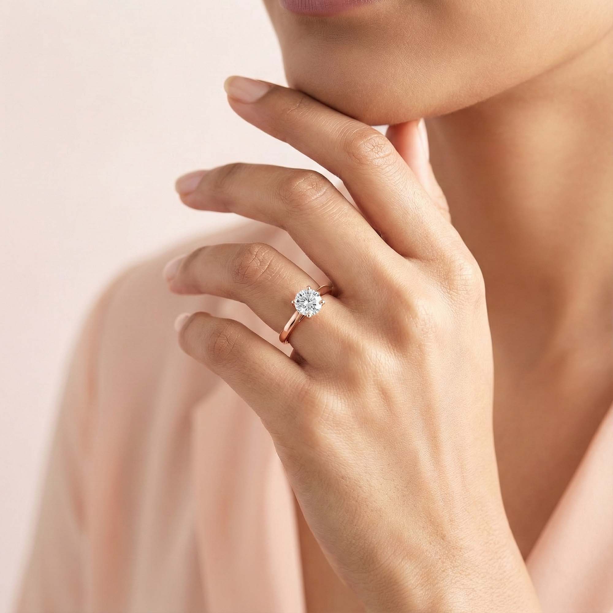 Lab-Grown Diamond Solitaire Ring for Women in 18K Rose Gold – 0.5 Ct Round, 5 g (Design K9-4-APGAA) thumbnail