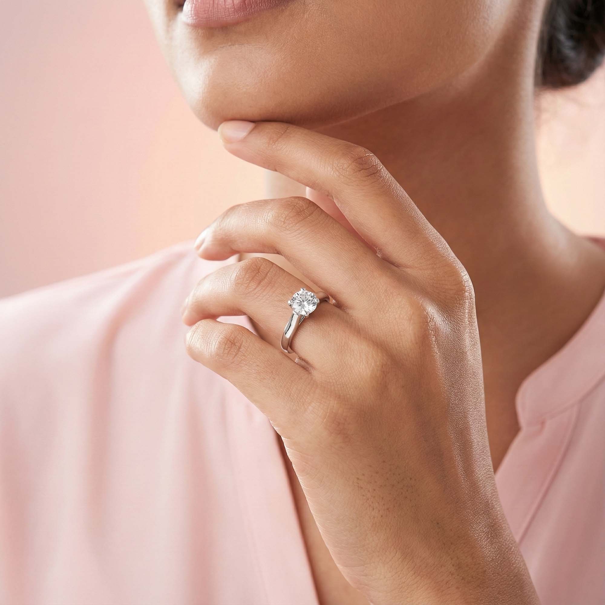 Lab-Grown Diamond Solitaire Ring for Women in 18K White Gold – 0.5 Ct Round, 5 g (Design K9-4-APGAA) thumbnail