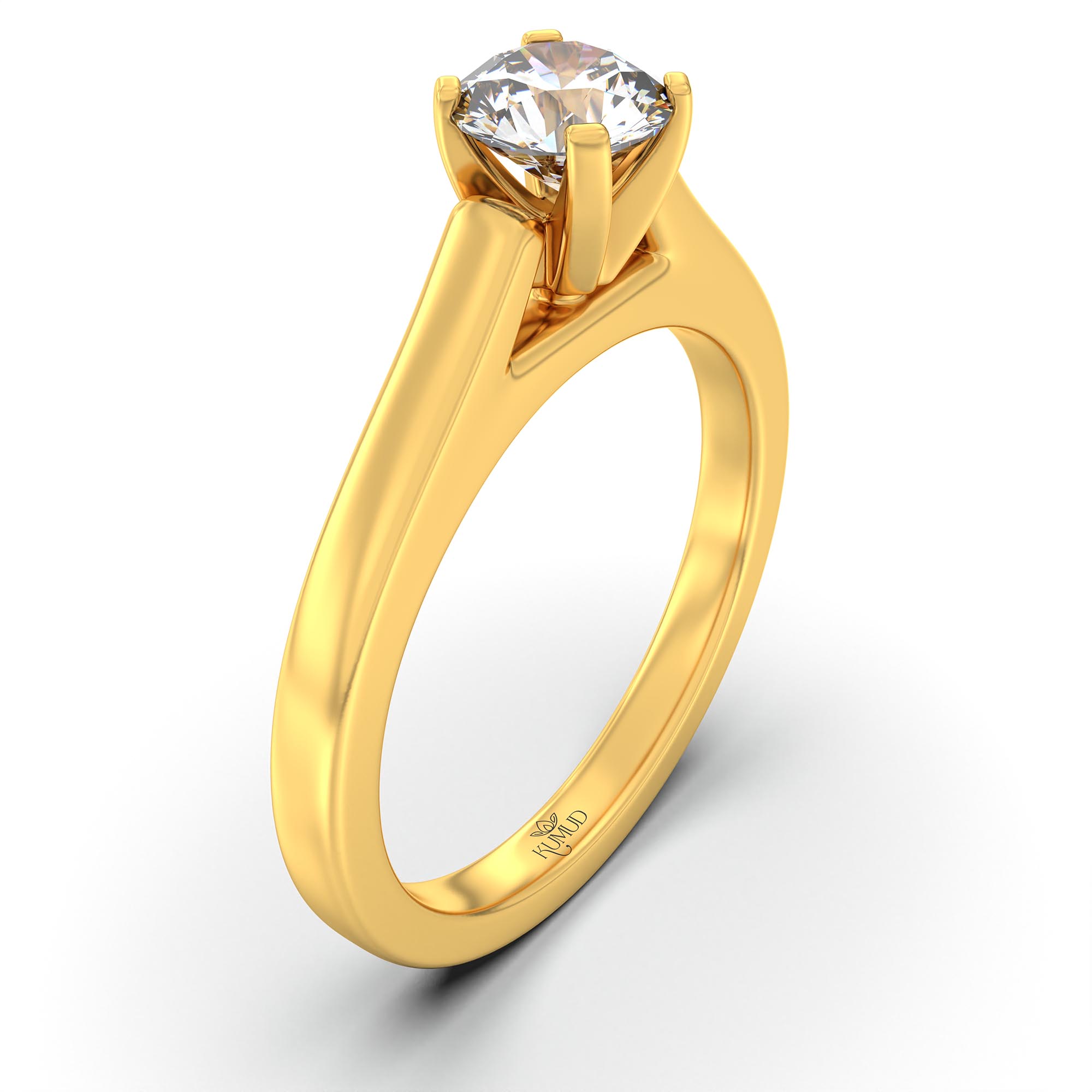 Lab-Grown Diamond Solitaire Ring for Women in 22K Yellow Gold – 0.5 Ct Round, 5 g (Design K9-4-APGAA) thumbnail