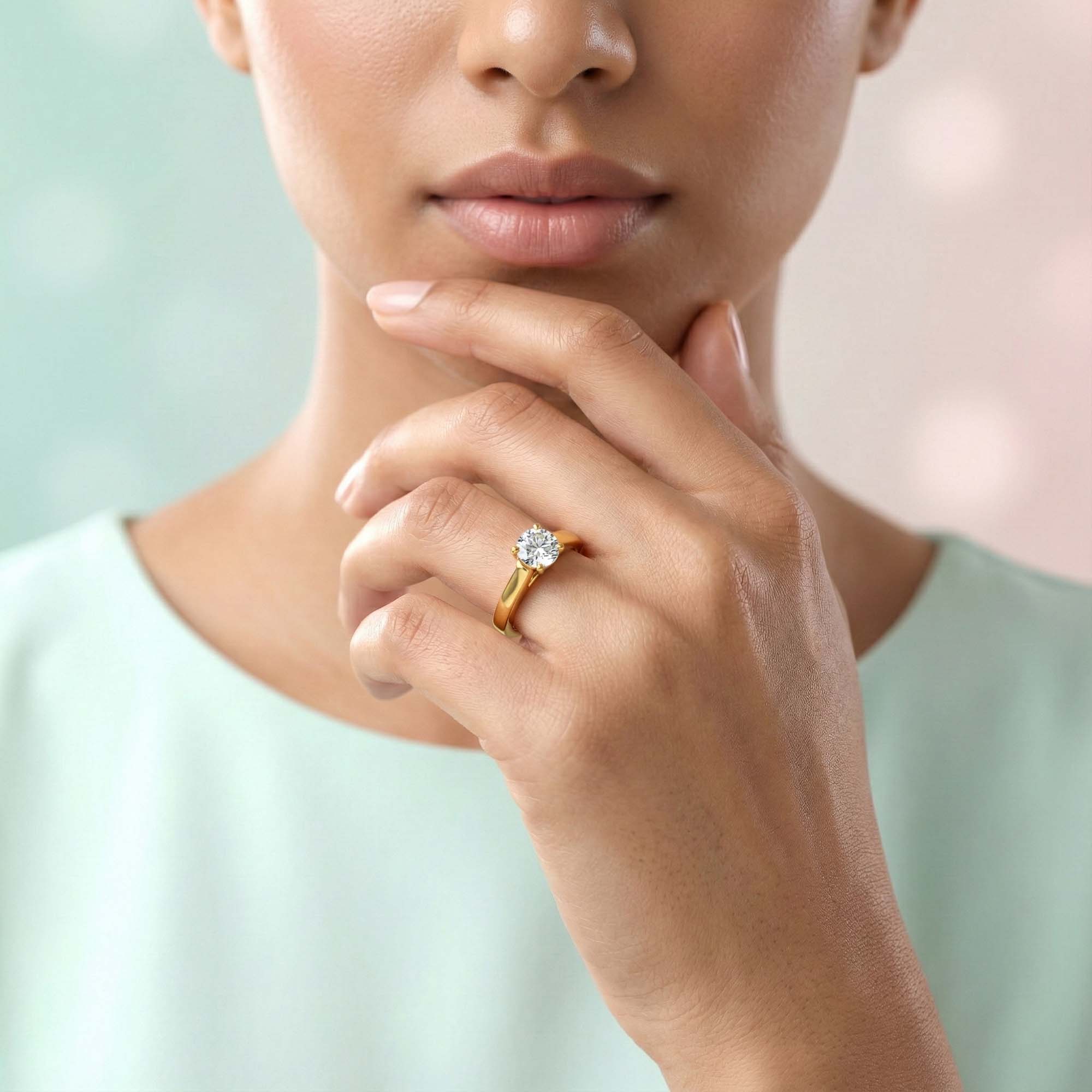 Lab-Grown Diamond Solitaire Ring for Women in 22K Yellow Gold – 0.5 Ct Round, 5 g (Design K9-4-APGAA) thumbnail