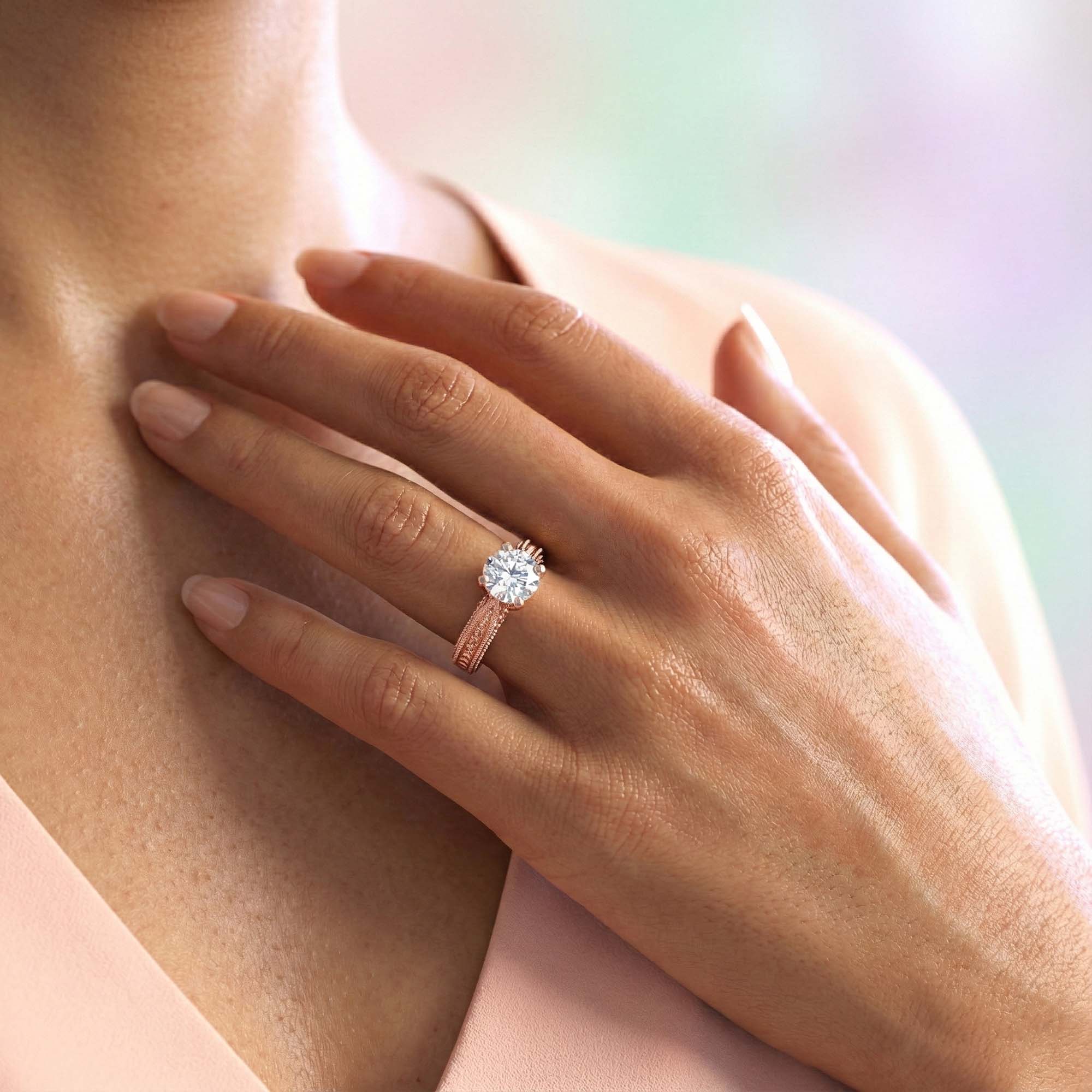 Lab-Grown Diamond Solitaire Ring for Women in 18K Rose Gold – 0.5 Ct Round, 5 g (Design K9-5-APGAA) thumbnail