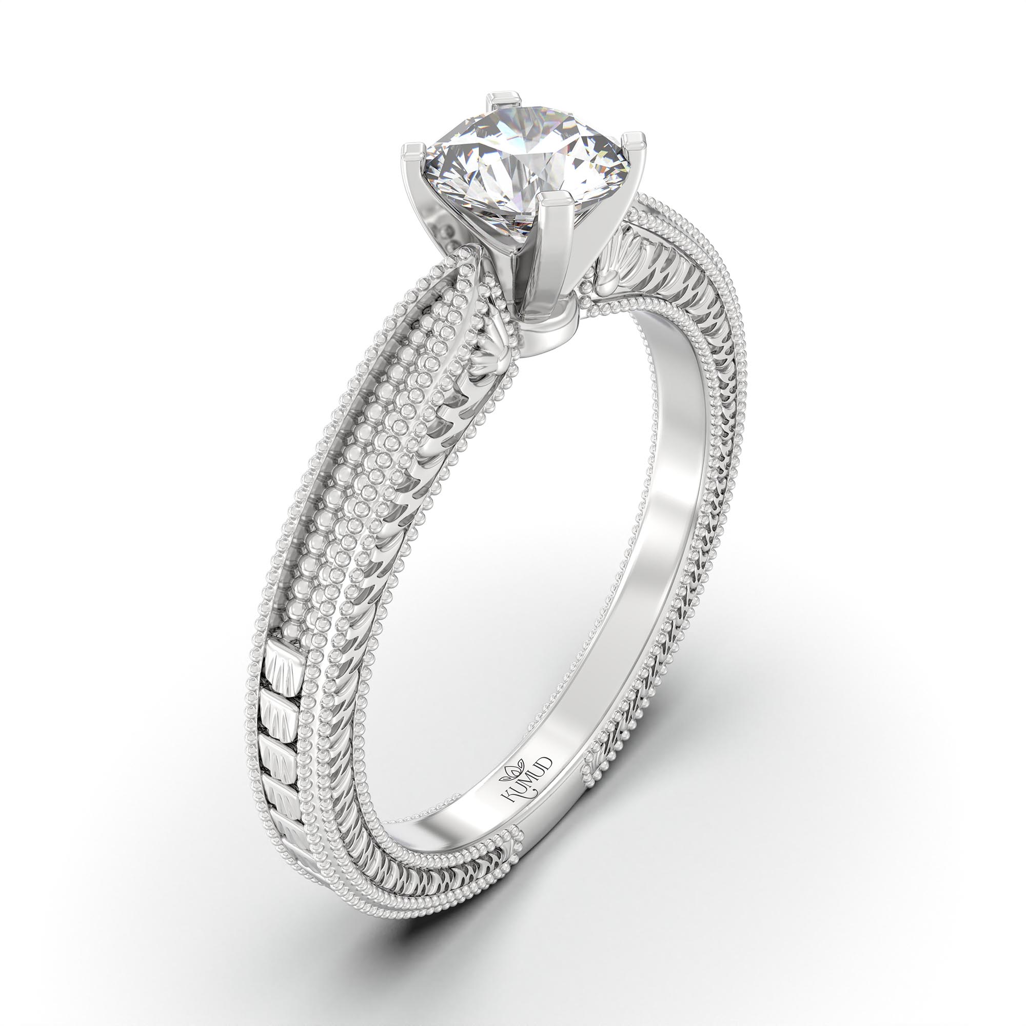 Lab-Grown Diamond Solitaire Ring for Women in 18K White Gold – 0.5 Ct Round, 5 g (Design K9-5-APGAA) thumbnail