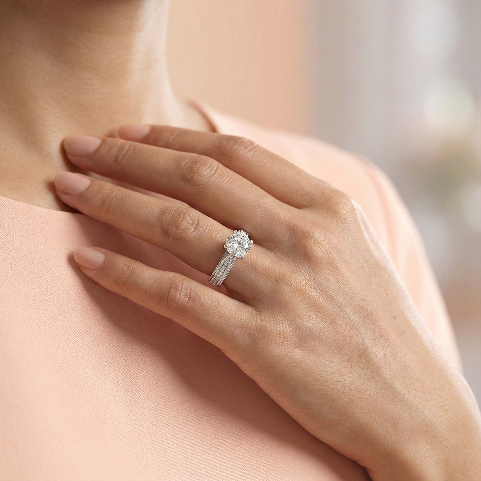 Lab-Grown Diamond Solitaire Ring for Women in 18K White Gold – 0.5 Ct Round, 5 g (Design K9-5-APGAA) thumbnail