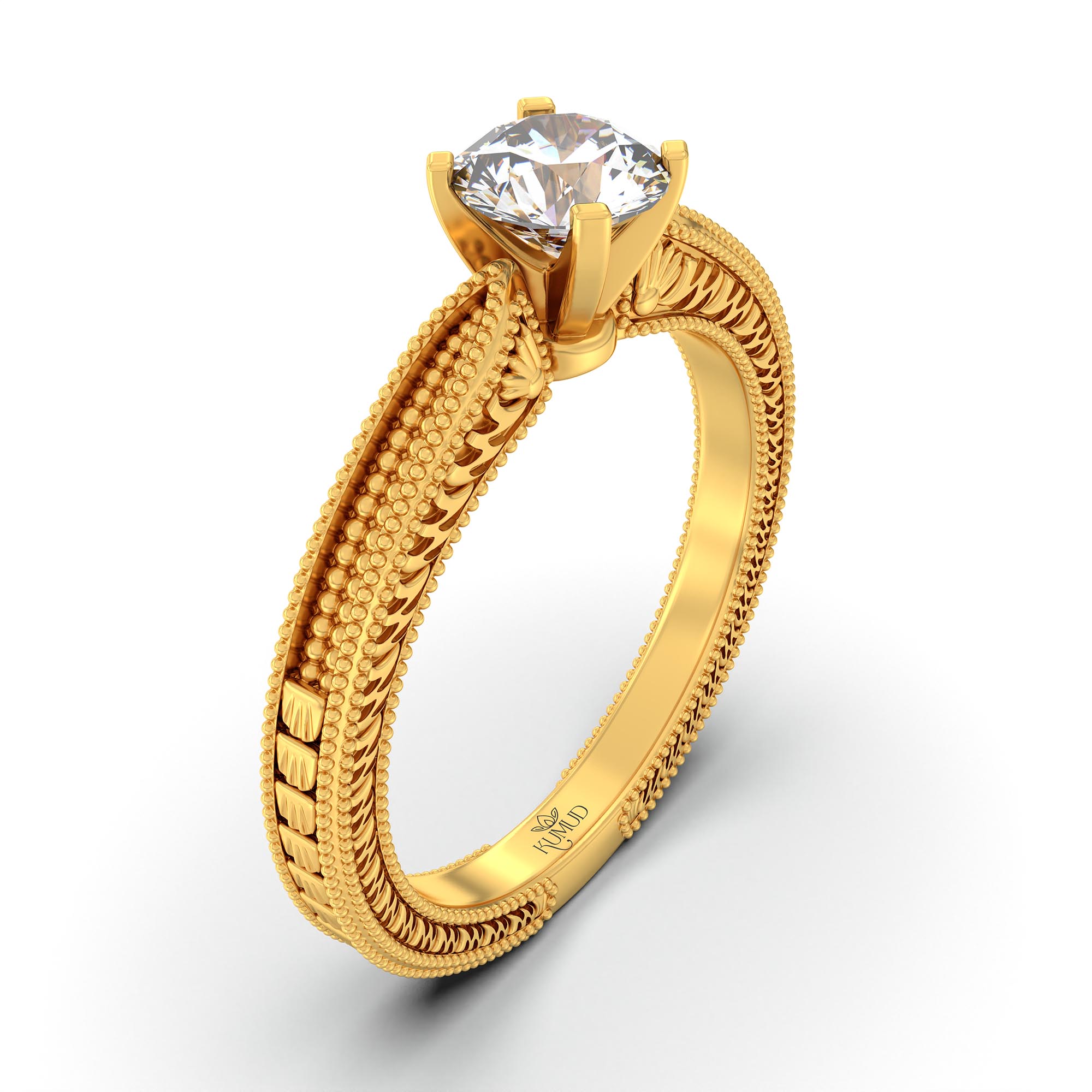 Lab-Grown Diamond Solitaire Ring for Women in 22K Yellow Gold – 0.5 Ct Round, 5 g (Design K9-5-APGAA) thumbnail