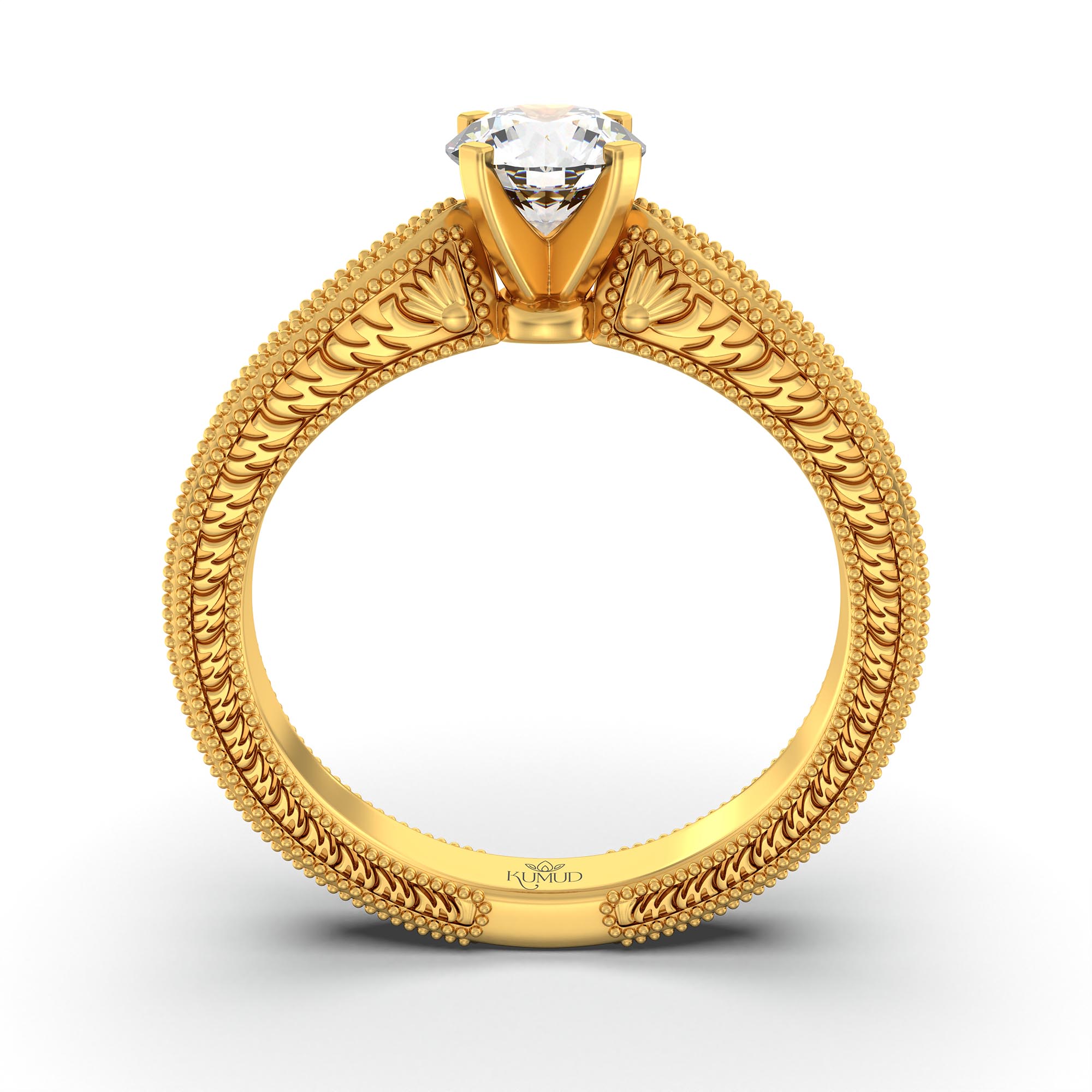 Lab-Grown Diamond Solitaire Ring for Women in 22K Yellow Gold – 0.5 Ct Round, 5 g (Design K9-5-APGAA) thumbnail