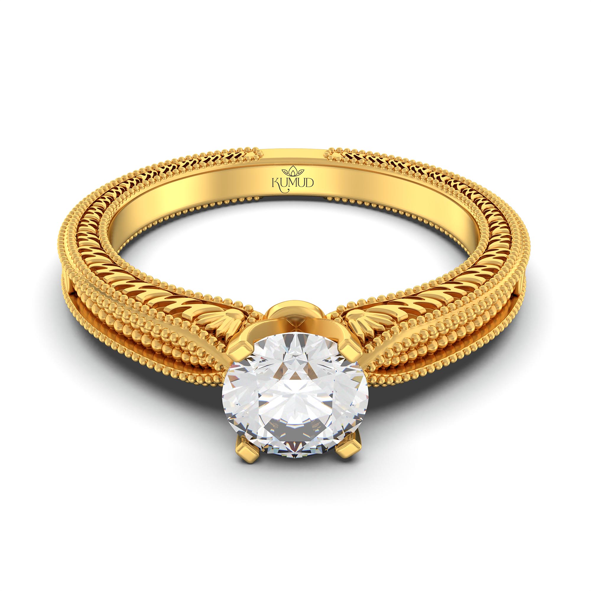 Lab-Grown Diamond Solitaire Ring for Women in 22K Yellow Gold – 0.5 Ct Round, 5 g (Design K9-5-APGAA) thumbnail