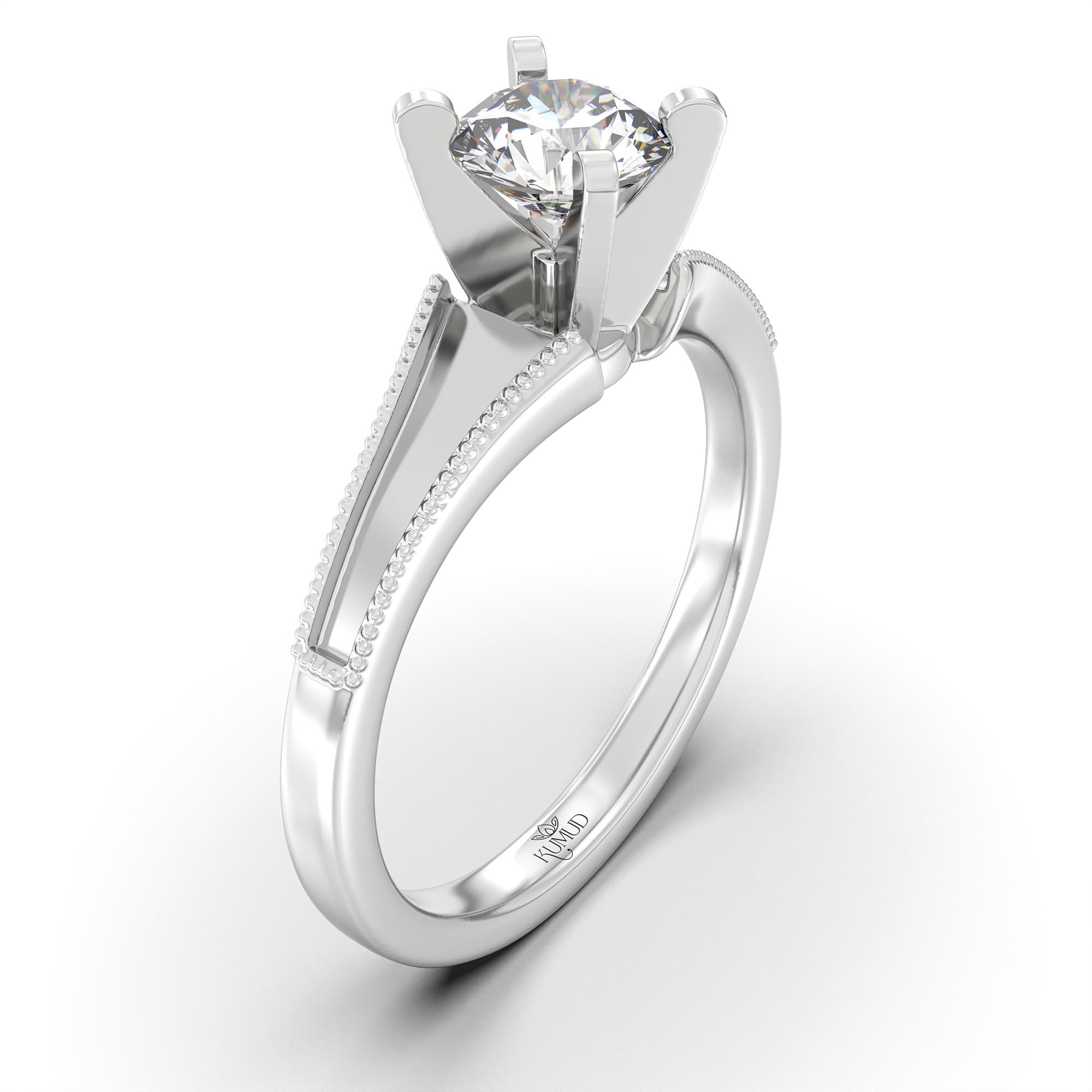 Lab-Grown Diamond Solitaire Ring for Women in 18K White Gold – 0.5 Ct Round, 5 g (Design K9-6-APGAA) thumbnail