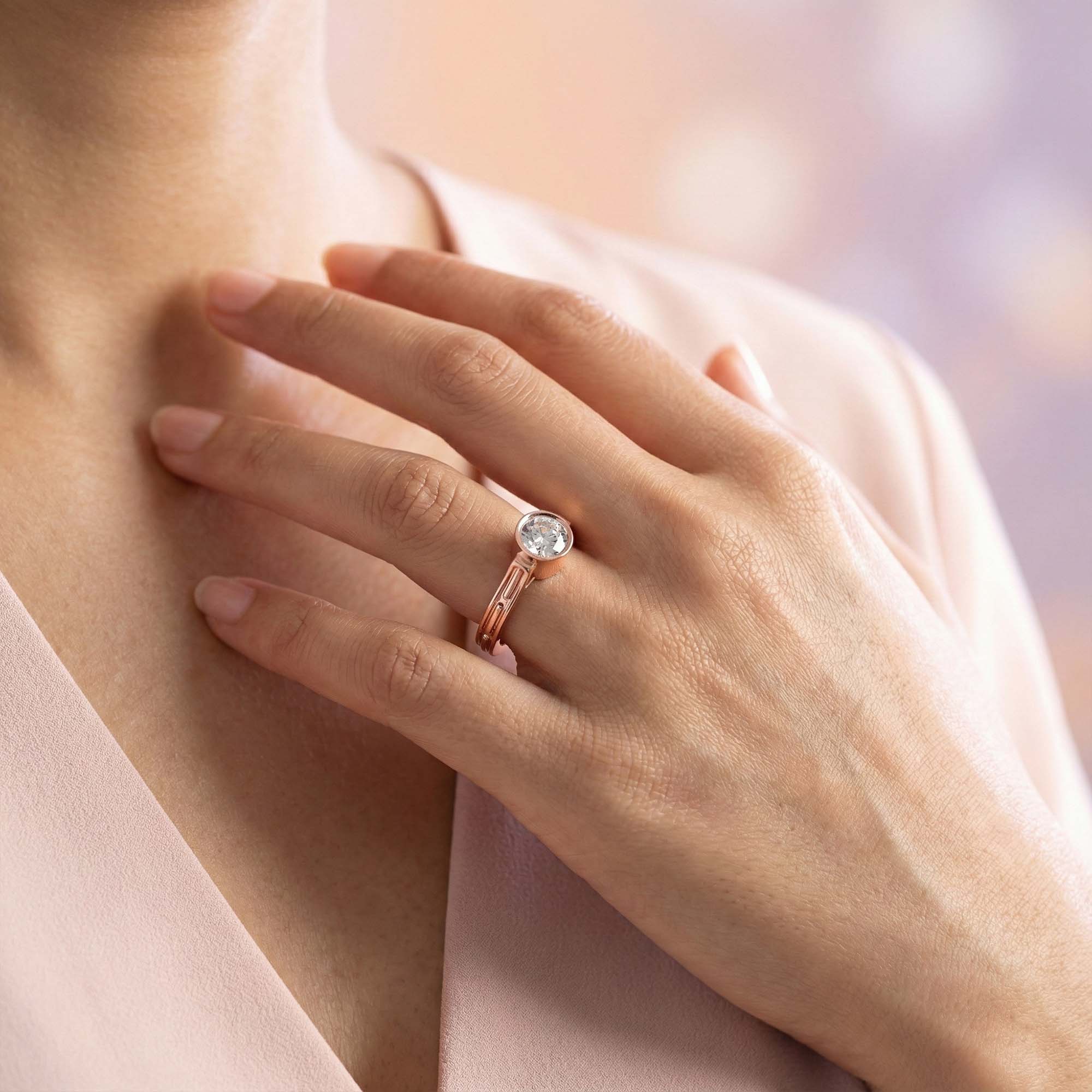Lab-Grown Diamond Solitaire Ring for Women in 18K Rose Gold – 0.5 Ct Round, 5 g (Design K9-7-BBZAA) thumbnail