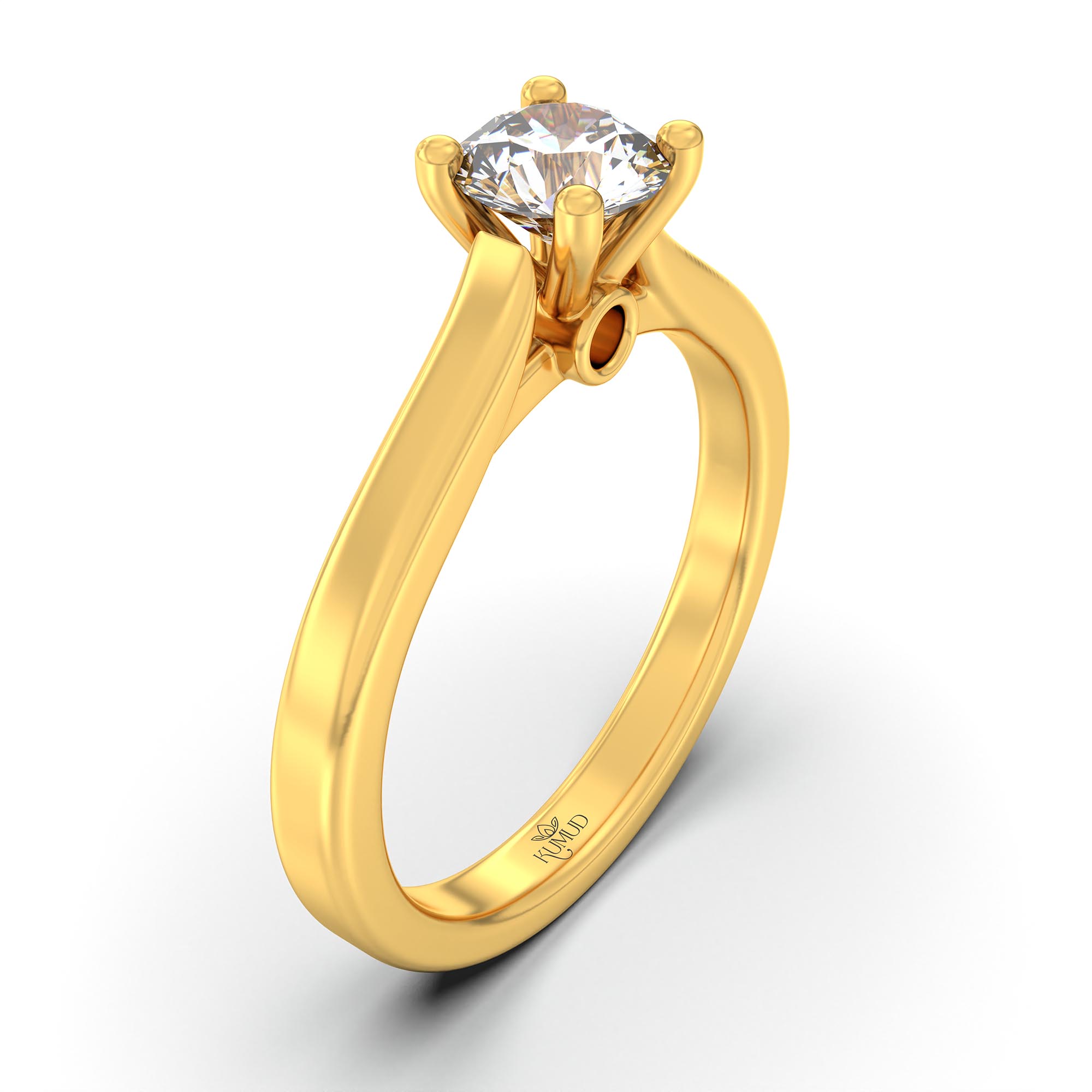 Lab-Grown Diamond Solitaire Ring for Women in 22K Yellow Gold – 0.5 Ct Round, 5 g (Design K9-8-APGAA) thumbnail