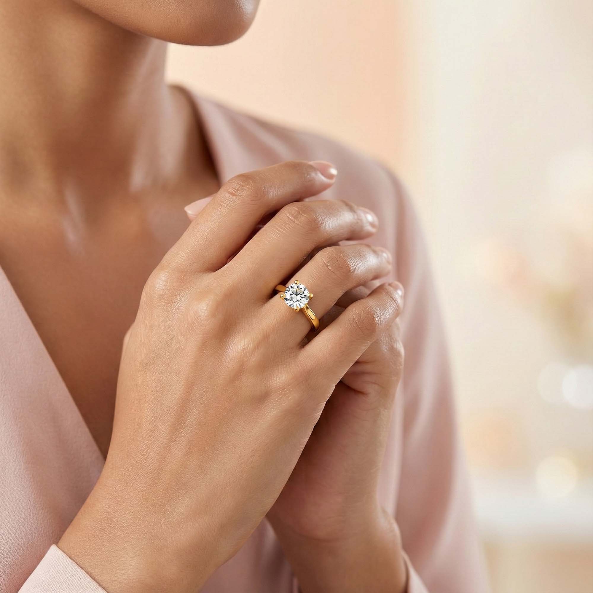 Lab-Grown Diamond Solitaire Ring for Women in 22K Yellow Gold – 0.5 Ct Round, 5 g (Design K9-8-APGAA) thumbnail