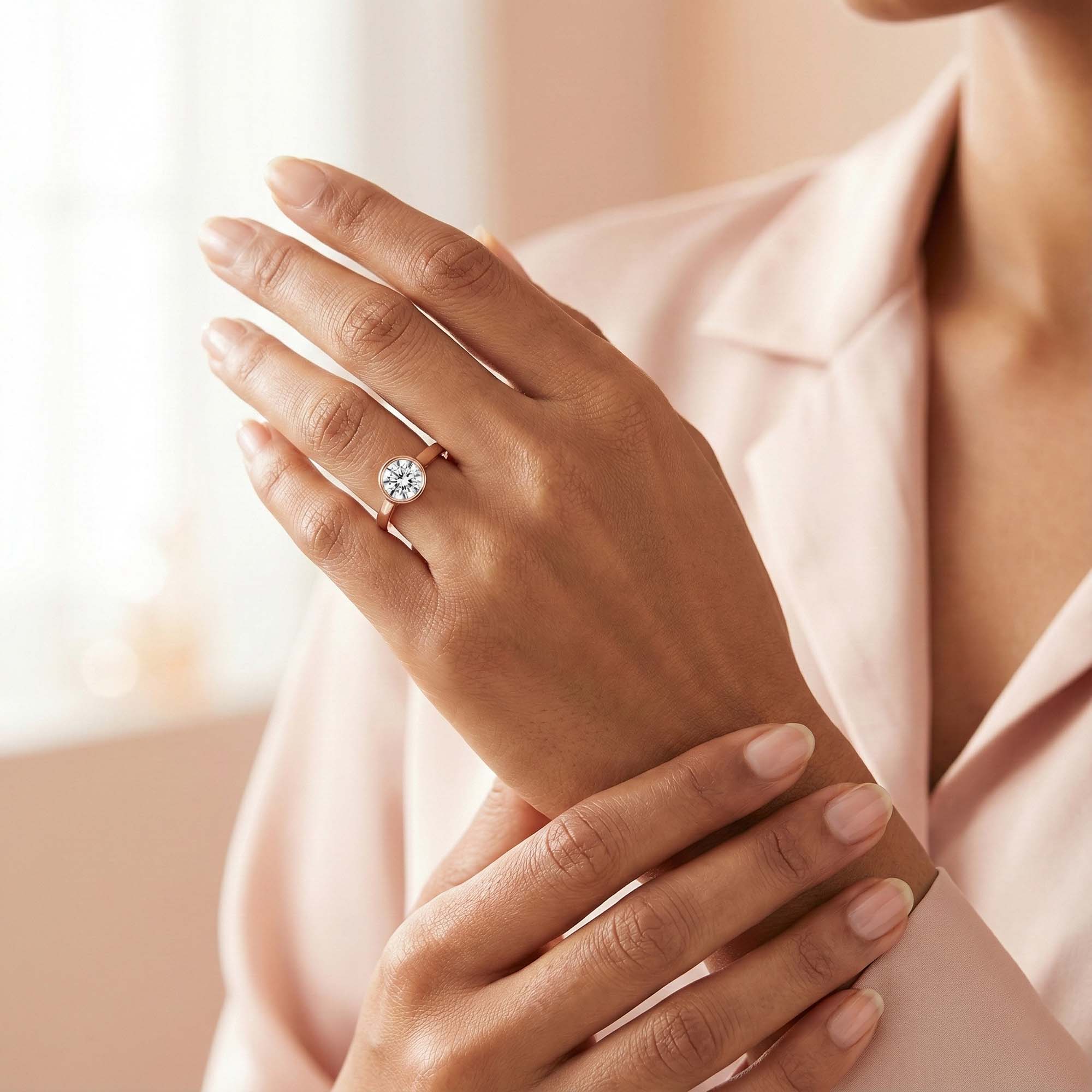 Lab-Grown Diamond Solitaire Ring for Women in 18K Rose Gold – 0.5 Ct Round, 5 g (Design K9-8-BBZAA) thumbnail