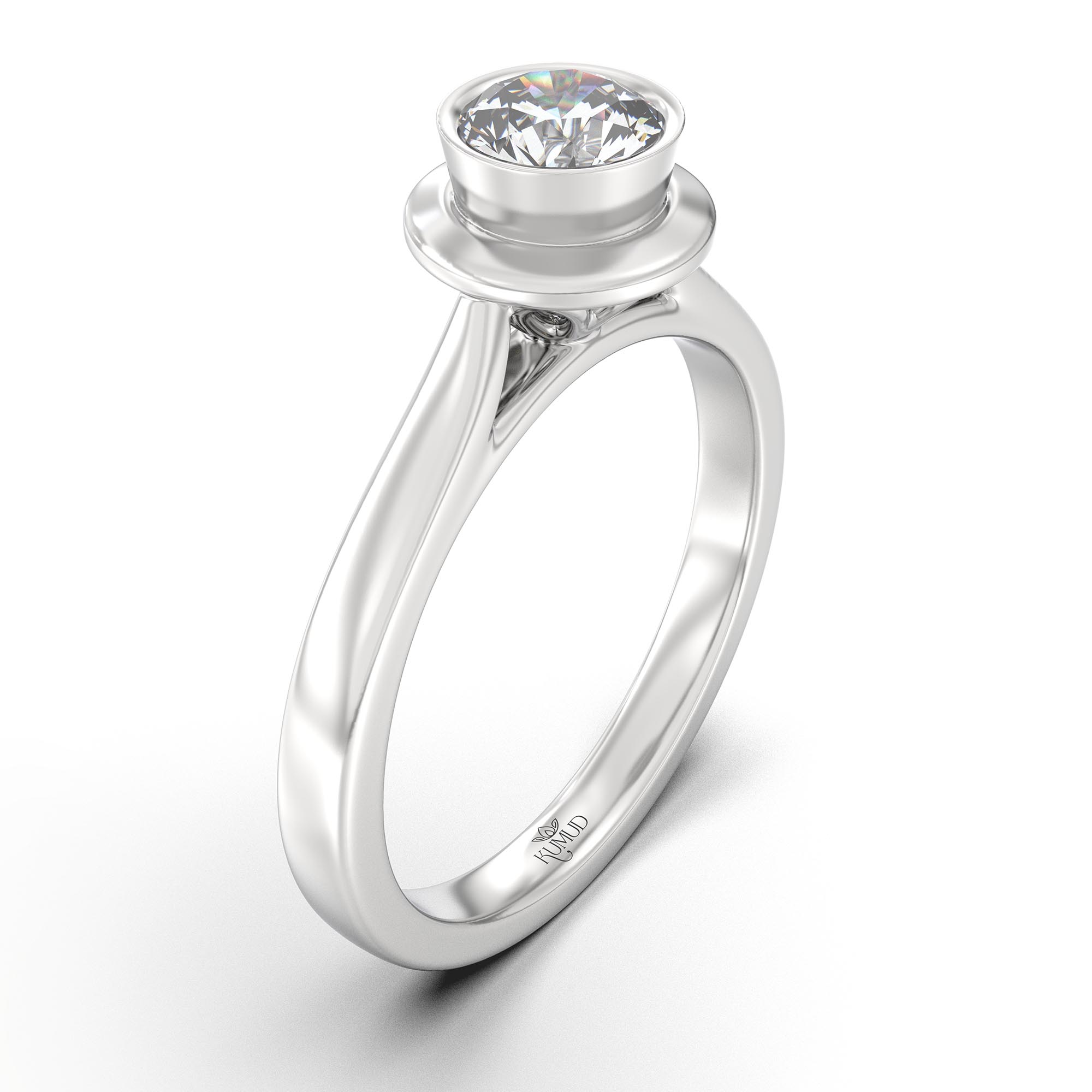 Lab-Grown Diamond Solitaire Ring for Women in 18K White Gold – 0.5 Ct Round, 5 g (Design K9-10-BBZAA) thumbnail
