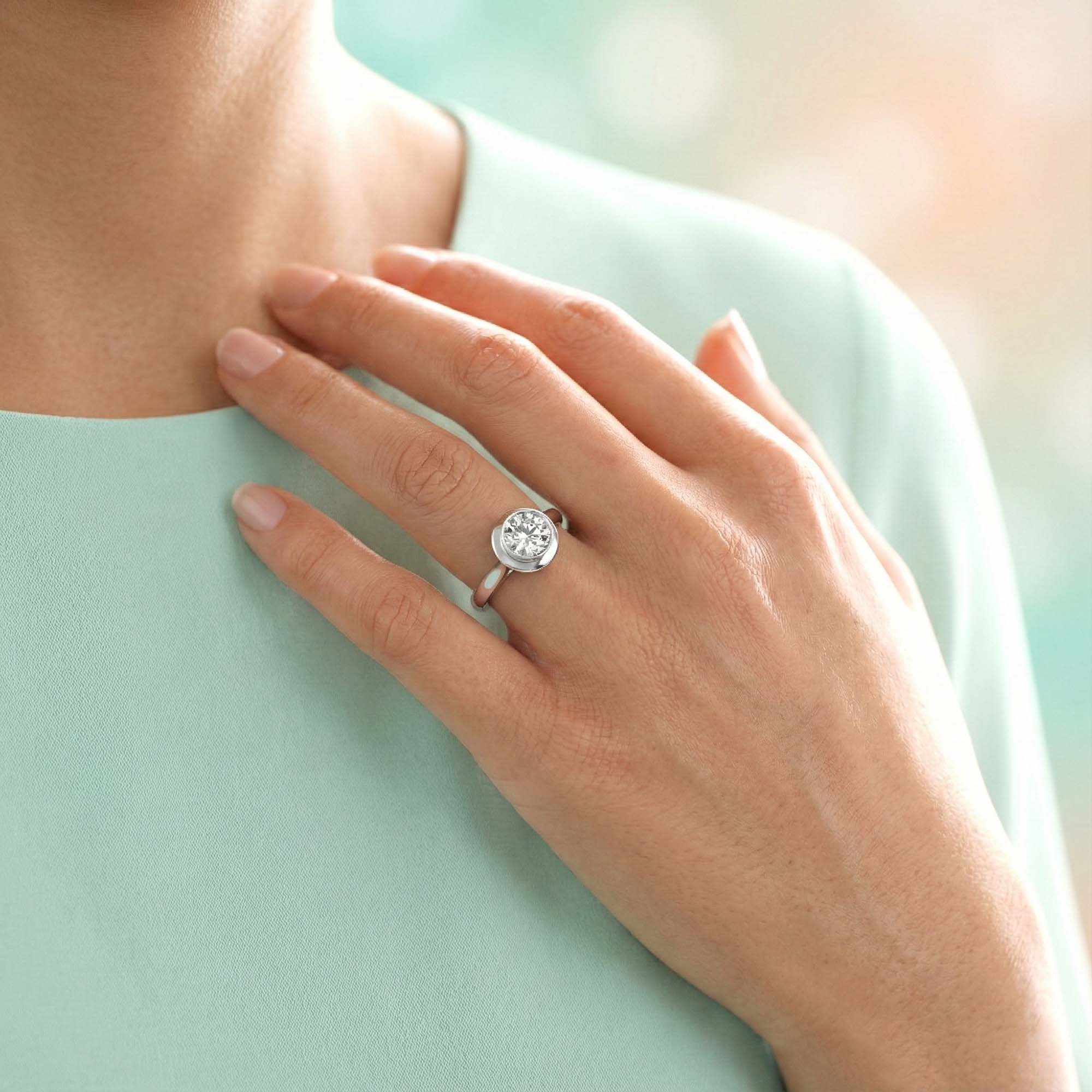 Lab-Grown Diamond Solitaire Ring for Women in 18K White Gold – 0.5 Ct Round, 5 g (Design K9-10-BBZAA) thumbnail
