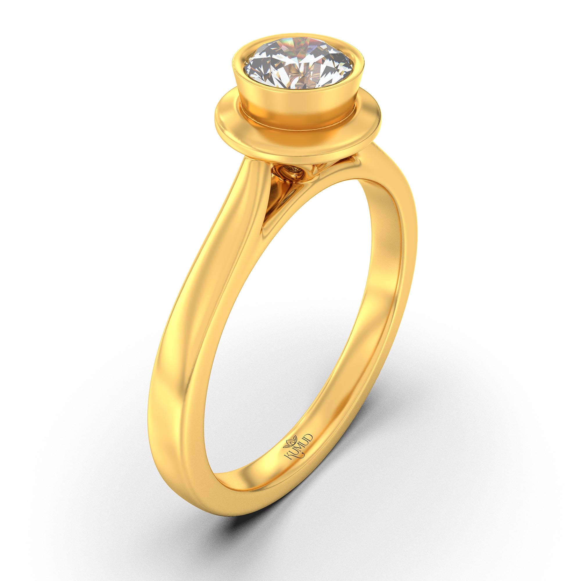 Lab-Grown Diamond Solitaire Ring for Women in 22K Yellow Gold – 0.5 Ct Round, 5 g (Design K9-10-BBZAA) thumbnail