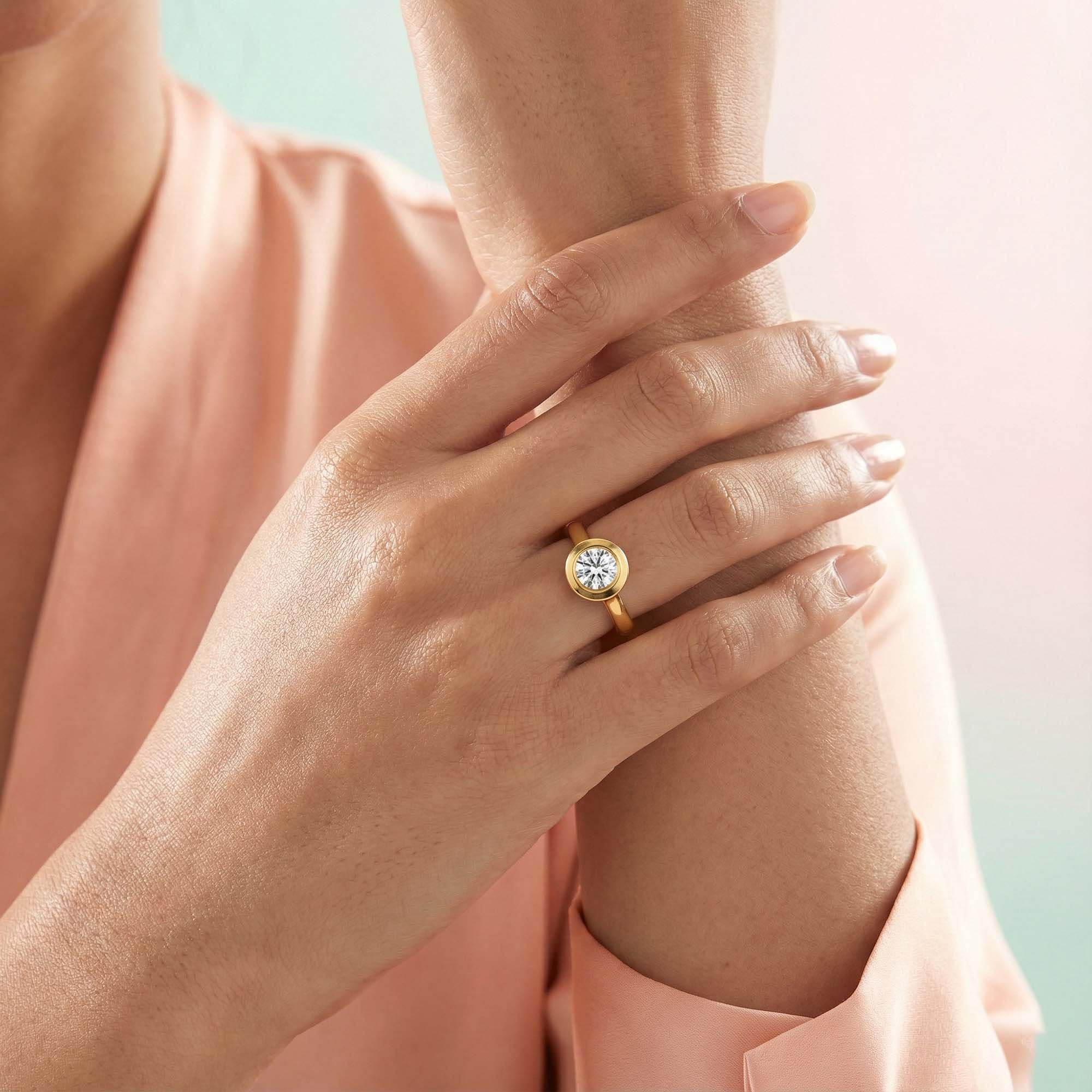 Lab-Grown Diamond Solitaire Ring for Women in 22K Yellow Gold – 0.5 Ct Round, 5 g (Design K9-10-BBZAA) thumbnail