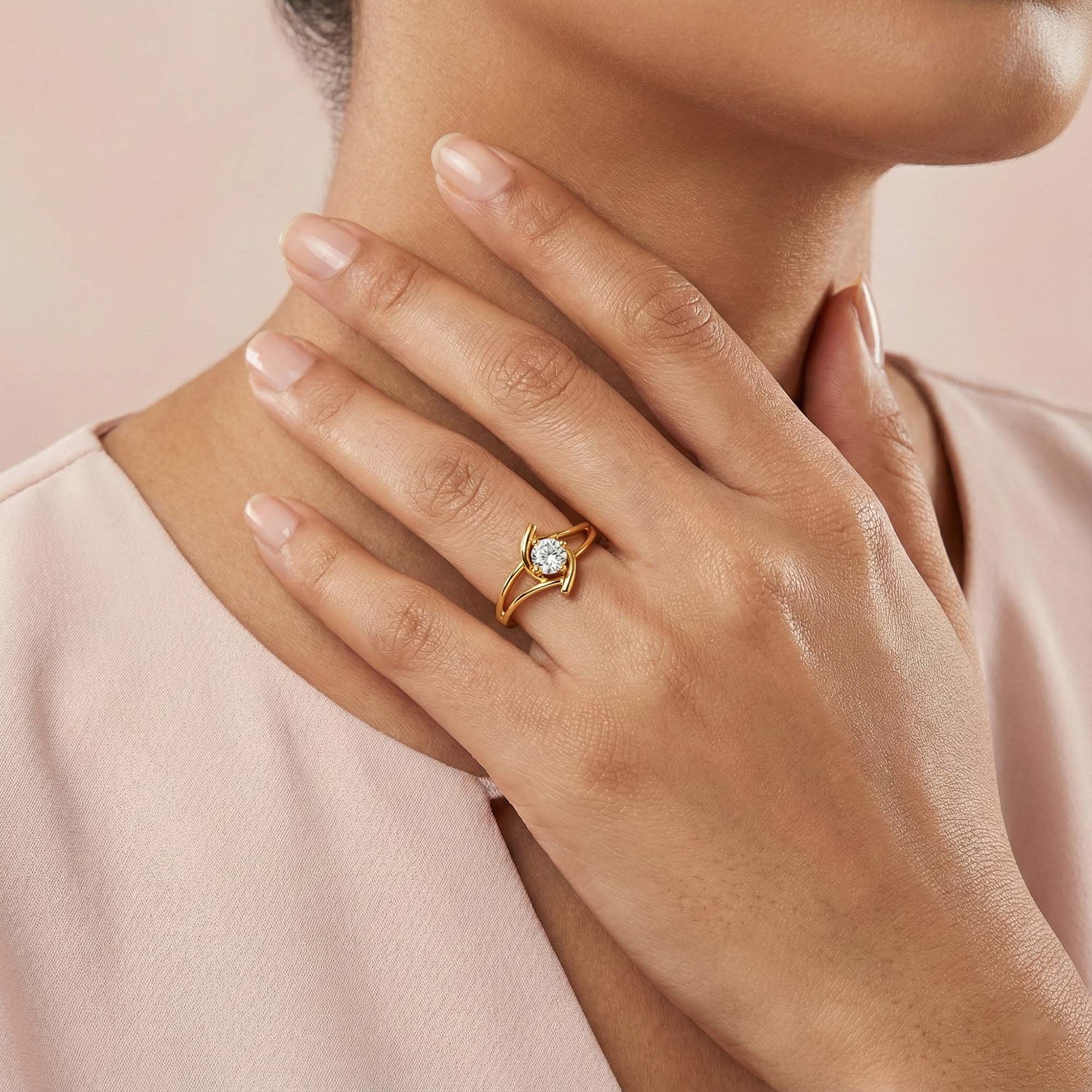 Lab-Grown Diamond Solitaire Ring for Women in 22K Yellow Gold – 0.25 Ct Round, 3 g (Design K10-1-APGAA) thumbnail